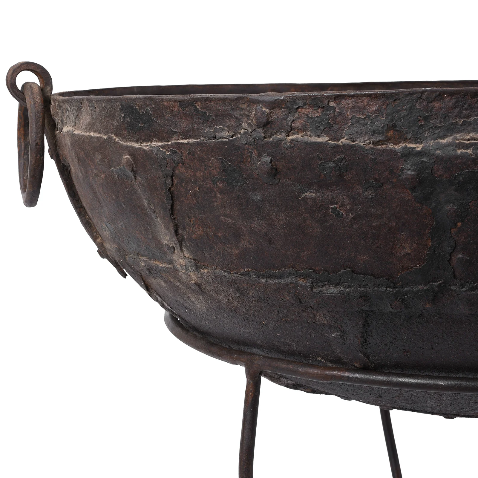 Old Kadai Fire Bowl on Stand - Ca 1900 - 104cm - Image 5