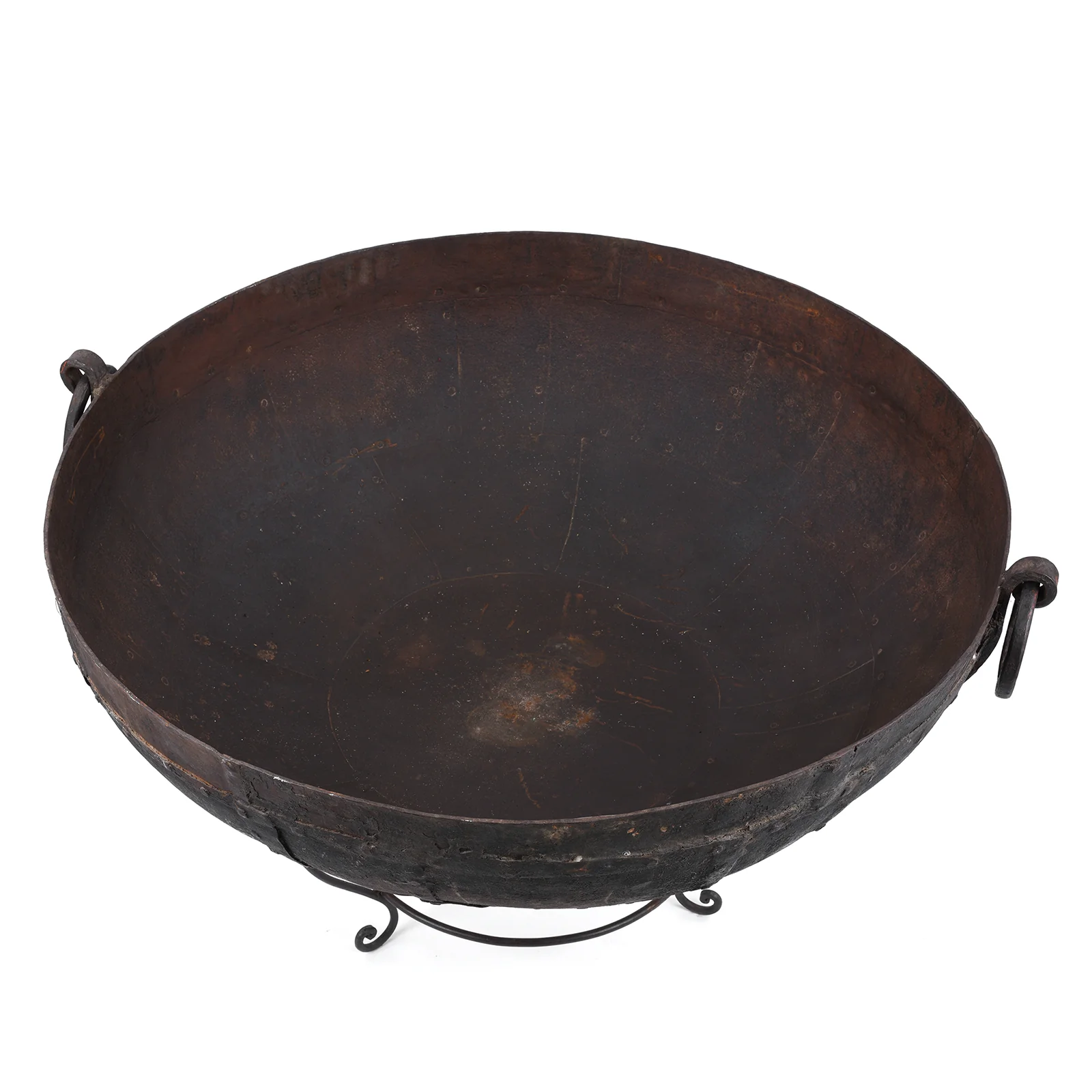 Old Kadai Fire Bowl From Rajasthan - Ca 1920 Inc Stand & Grill - Image 6