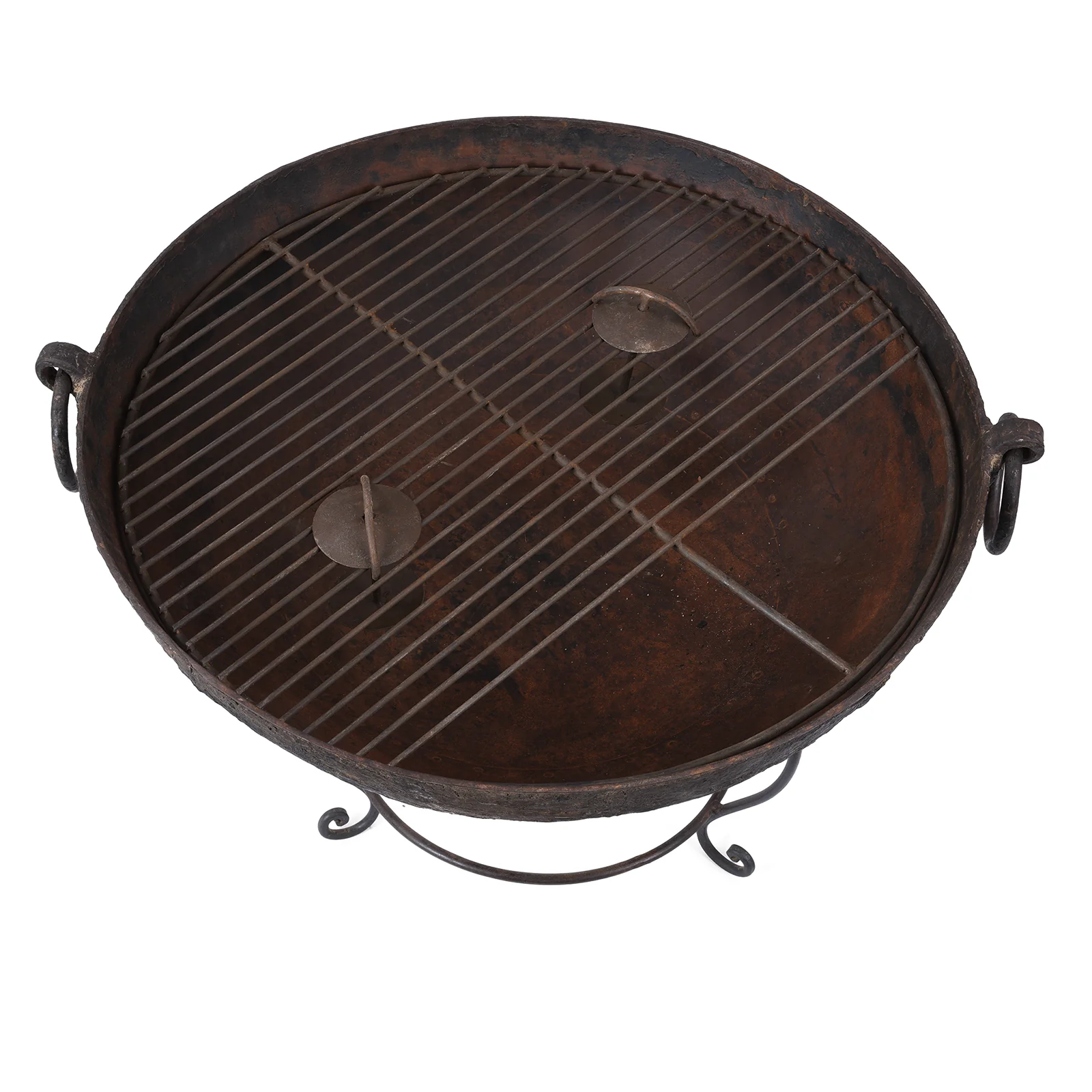 Old Kadai Fire Bowl From Rajasthan - Ca 1920 Inc Stand & Grill - Image 2
