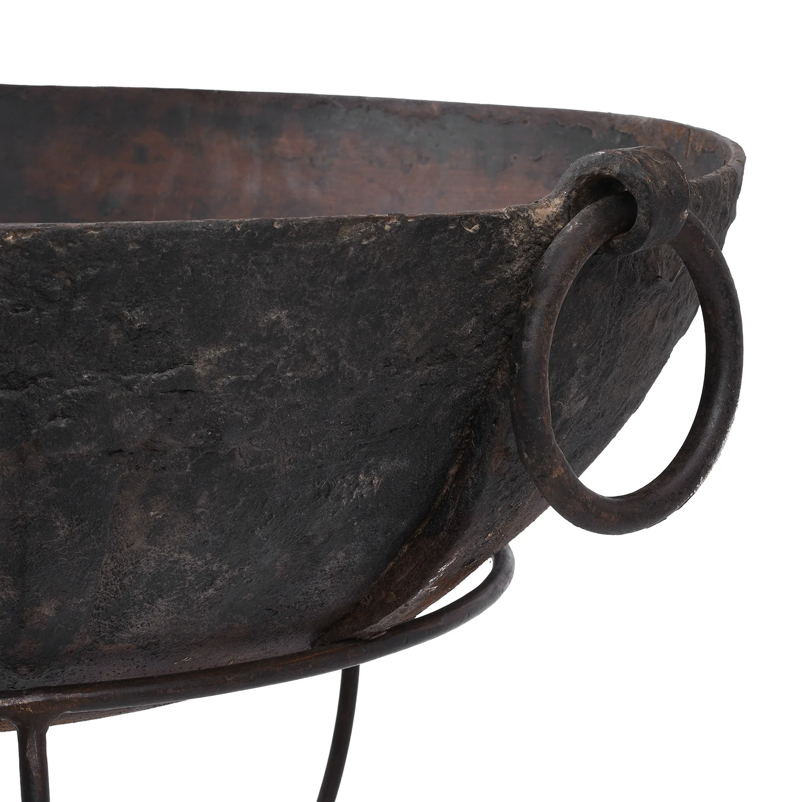 Old Kadai Fire Bowl From Rajasthan - Ca 1920 Inc Stand & Grill - Image 6