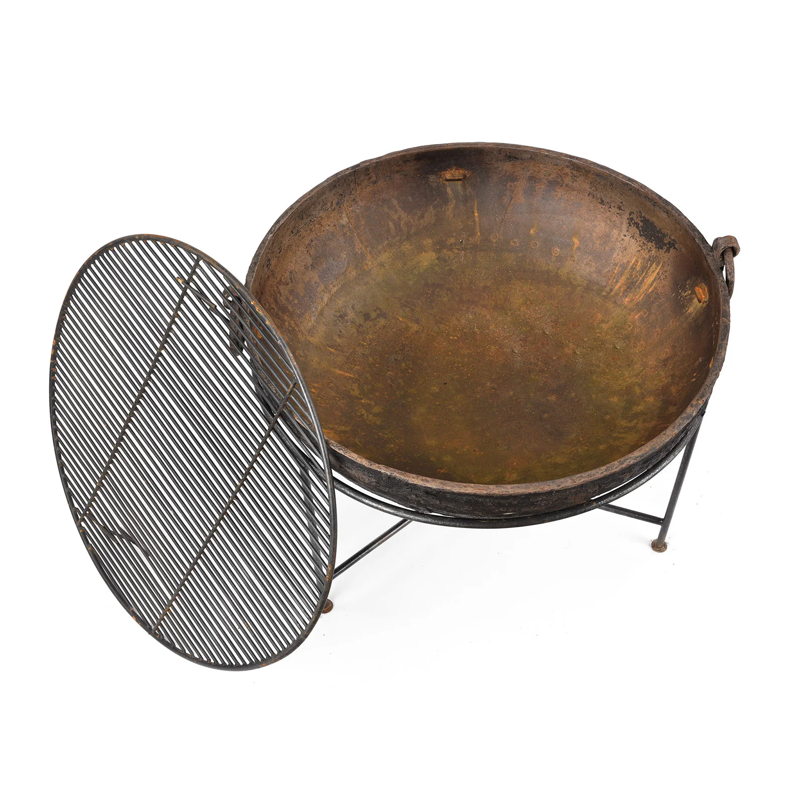 Old Kadai Fire Bowl on Stand - Ca 1920 - 88cm - Image 3
