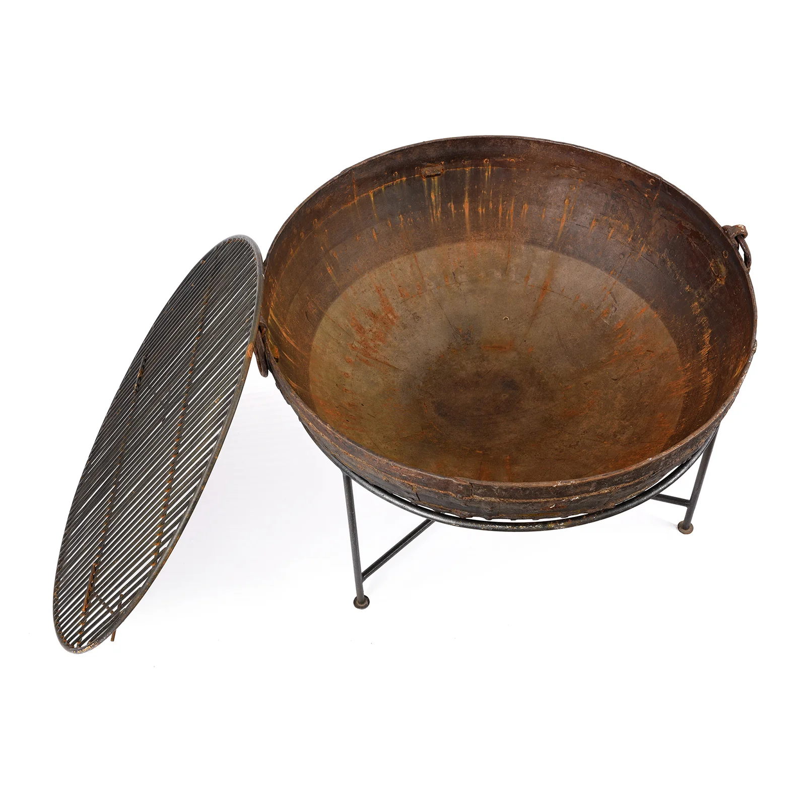 Old Kadai Fire Bowl on Stand - Ca 1920 - 90cm - Image 3