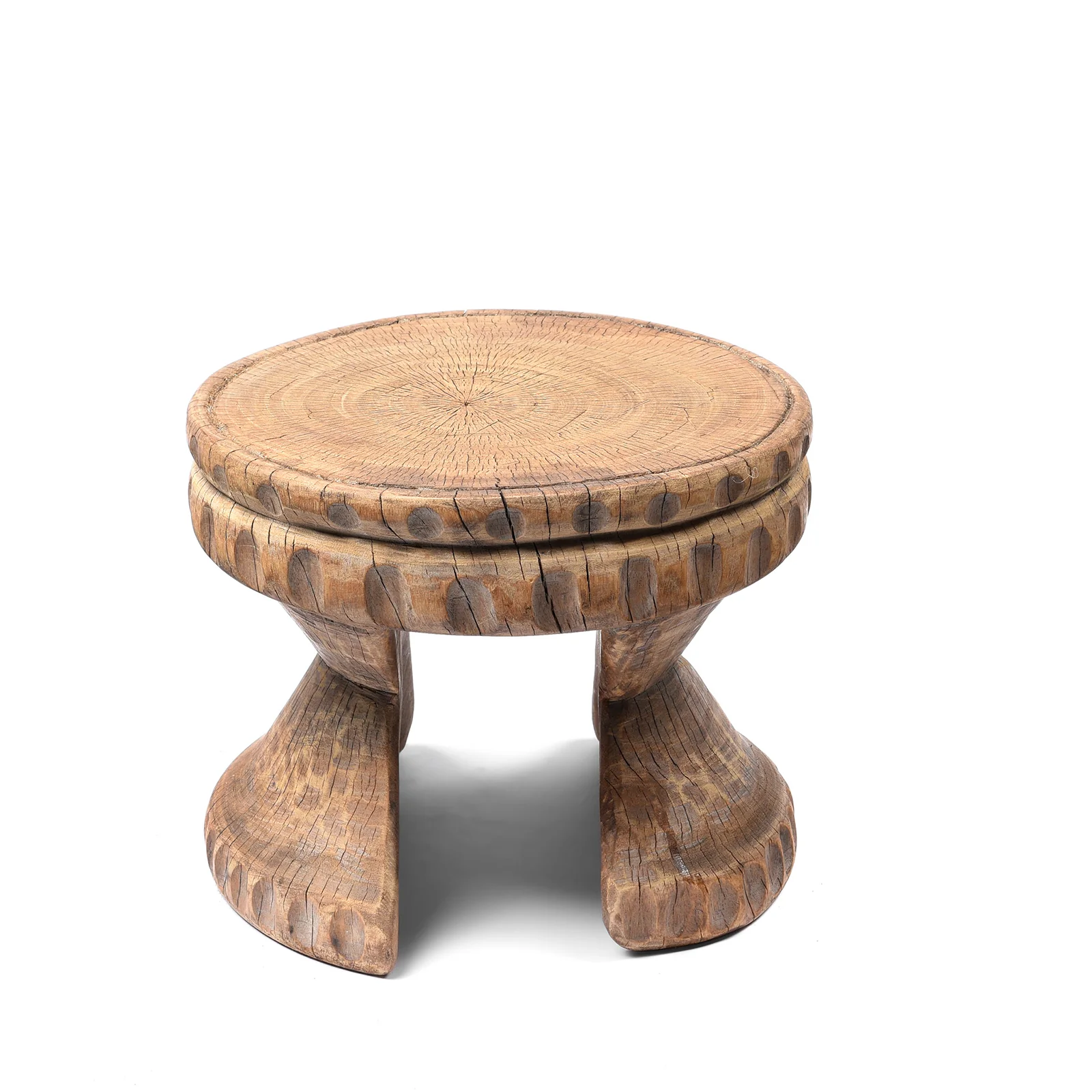 Old Neem Wood Stool From Himachal Pradesh - Circa 1960's - Image 2