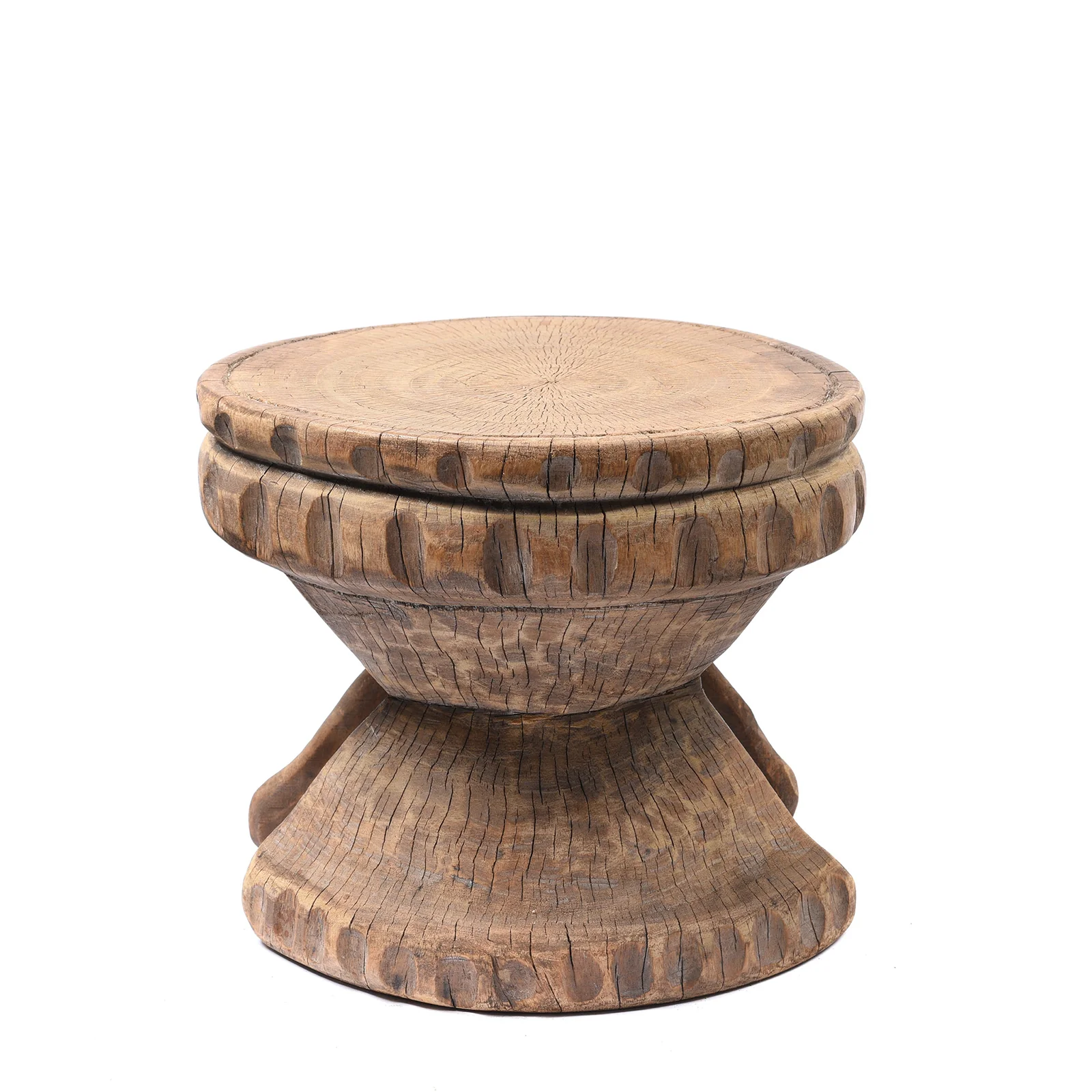 Old Neem Wood Stool From Himachal Pradesh - Circa 1960's - Image 3