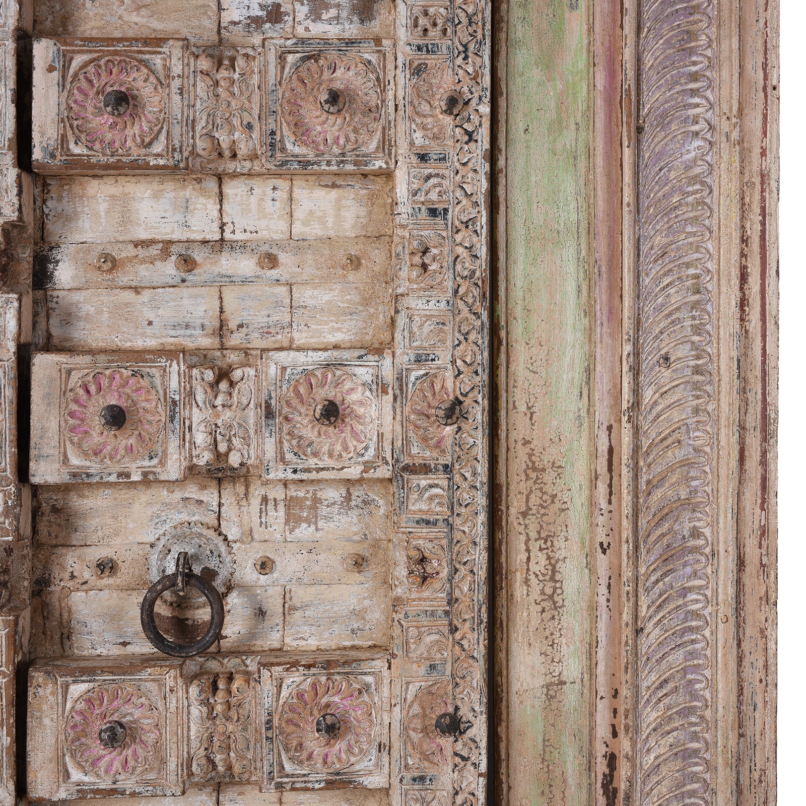 Painted Indian Door & Frame From Surat, Gujarat - 19th Century - Image 6