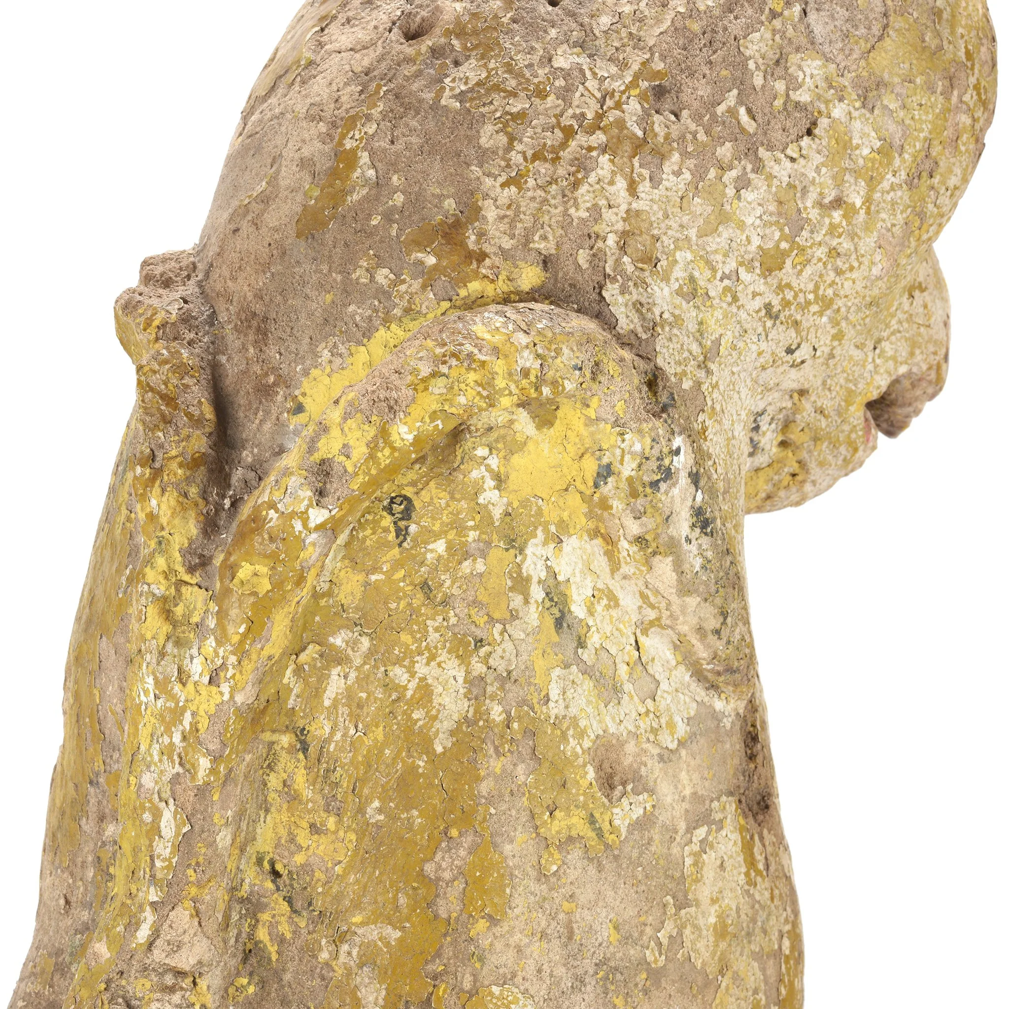 Old Painted Stone Lion Statue From Gujarat - 19thC - Image 5