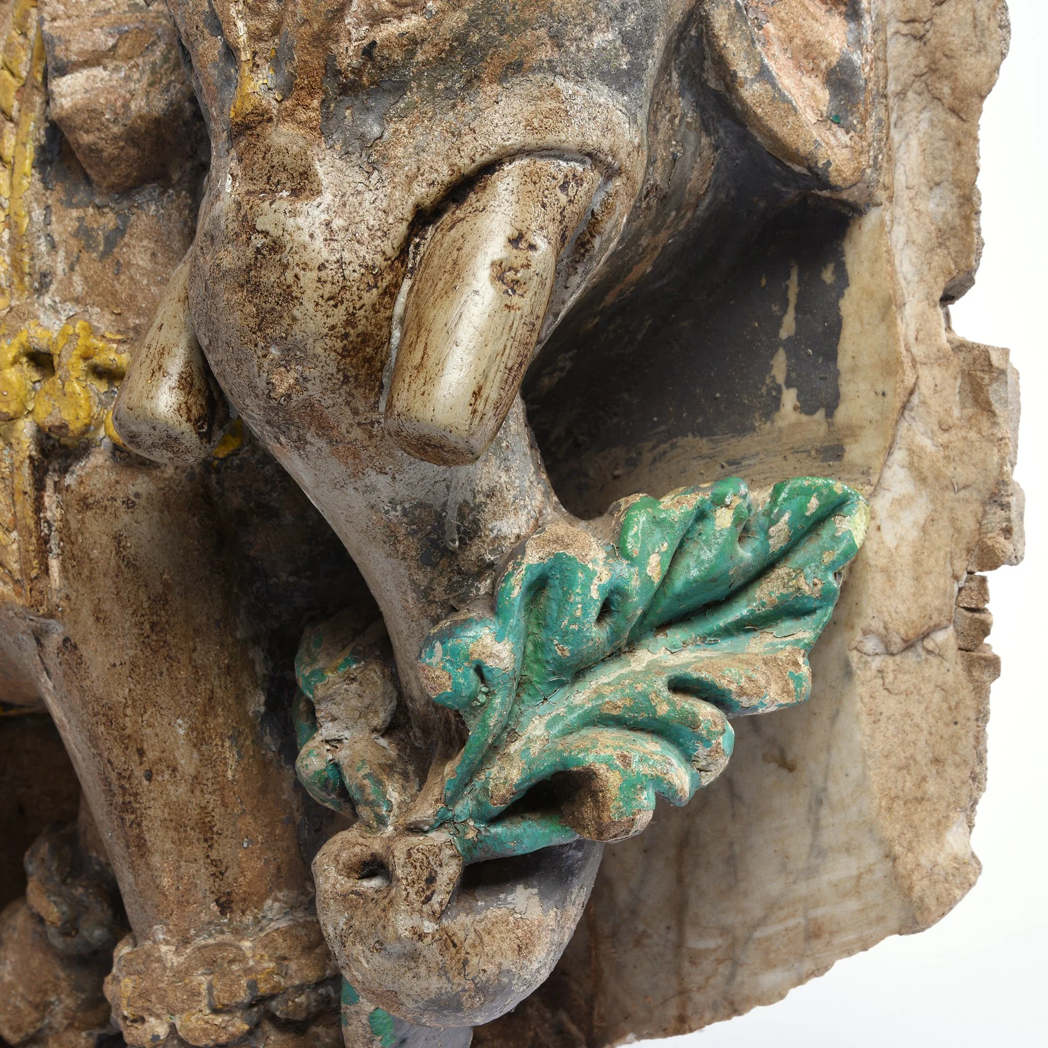 Old Painted Stone Elephant Statue From Gujarat - 19thC - Image 4