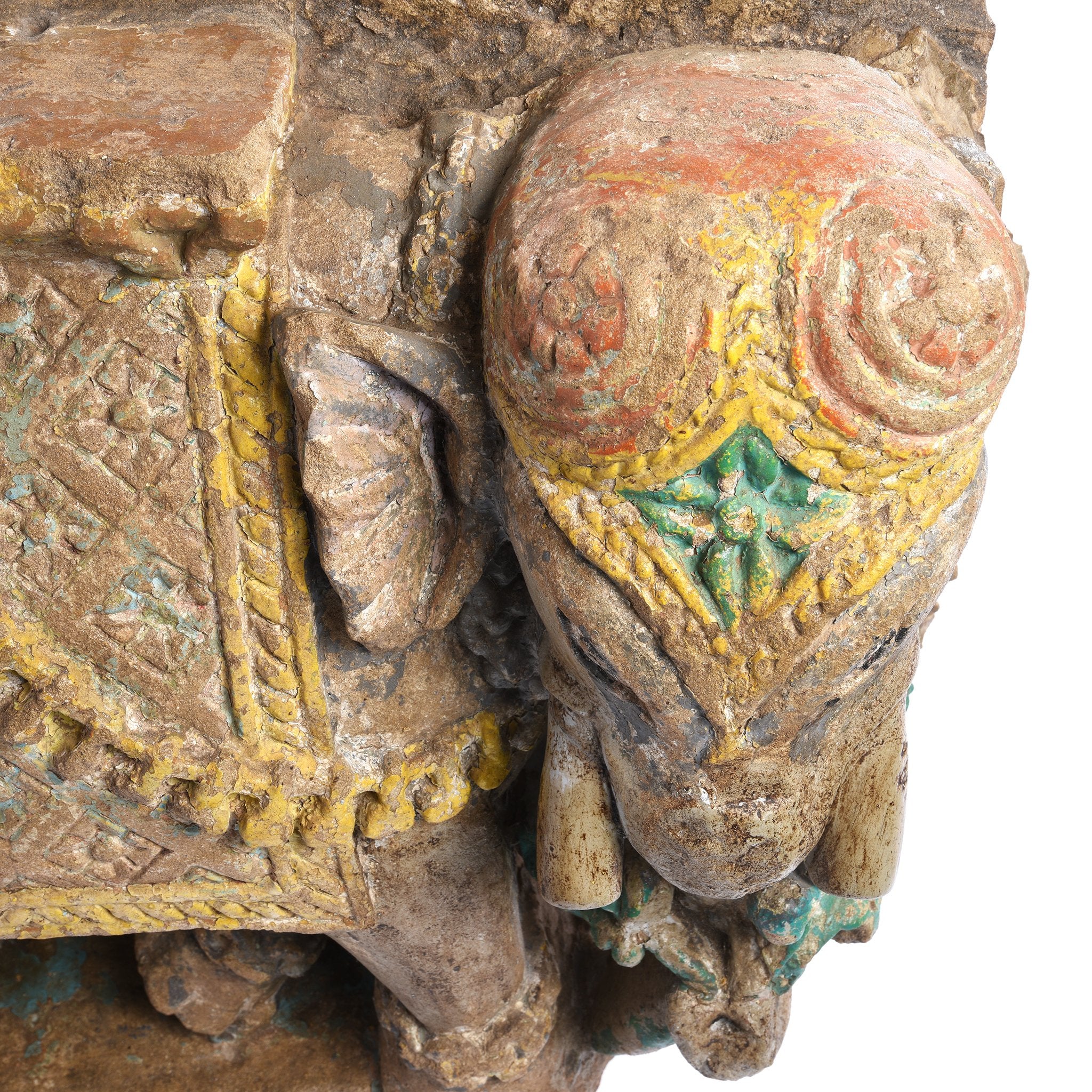 Old Painted Stone Elephant Statue From Gujarat - 19thC - Image 6