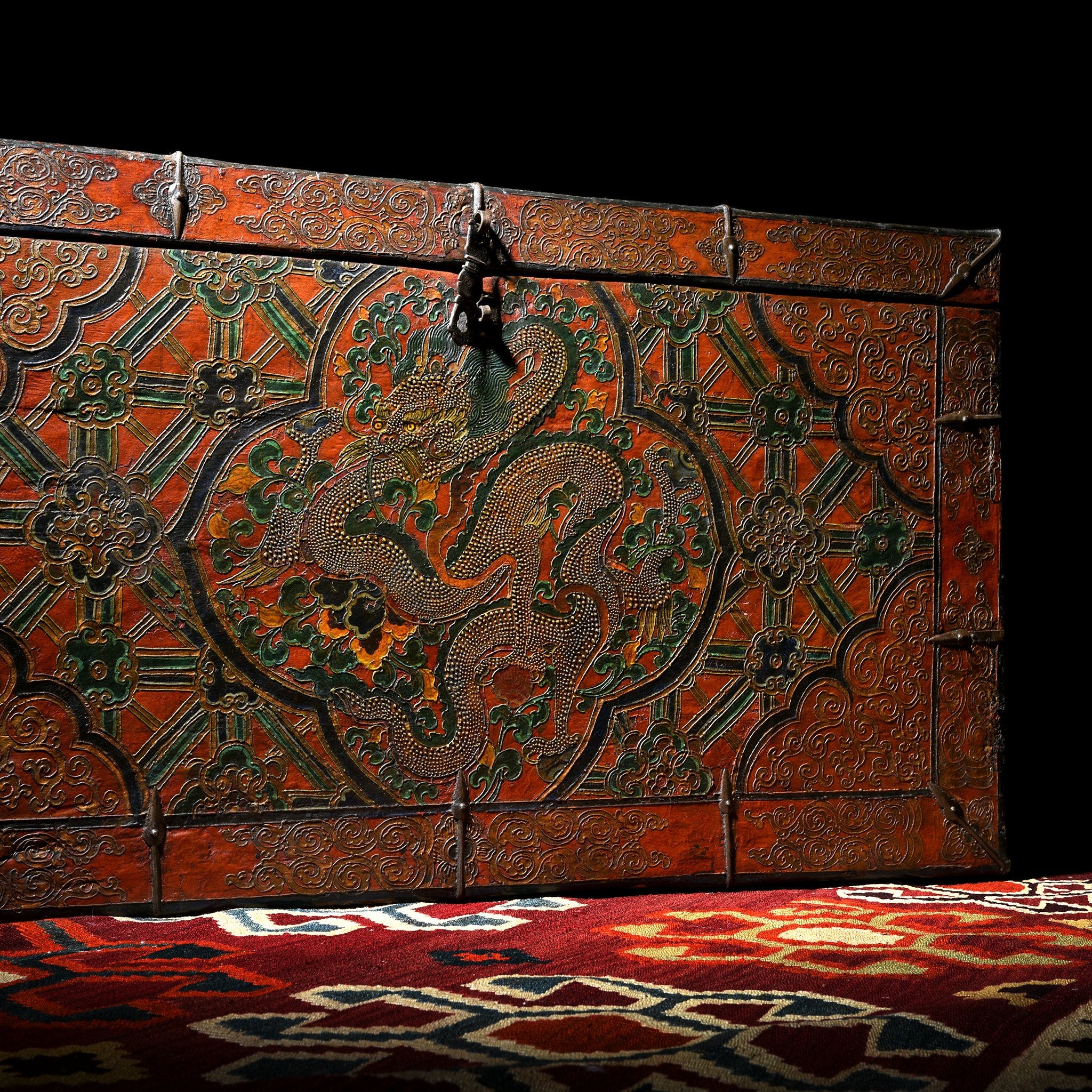 Old Painted Tibetan Chest With Later Painting - 19thC - Image 2