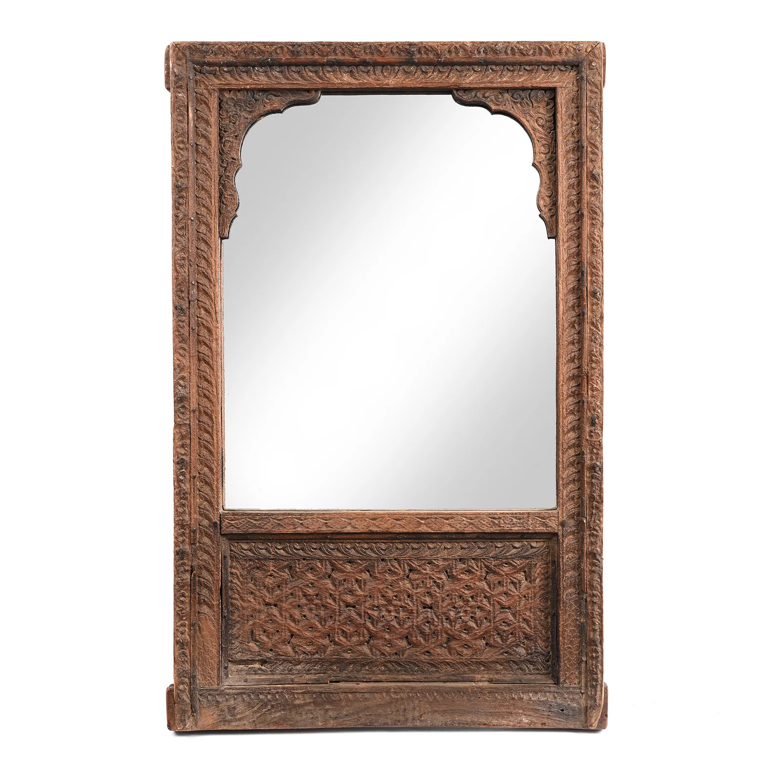 Old Indian Window Mirror From Shekhawati - 19thC (50 x 80cm)