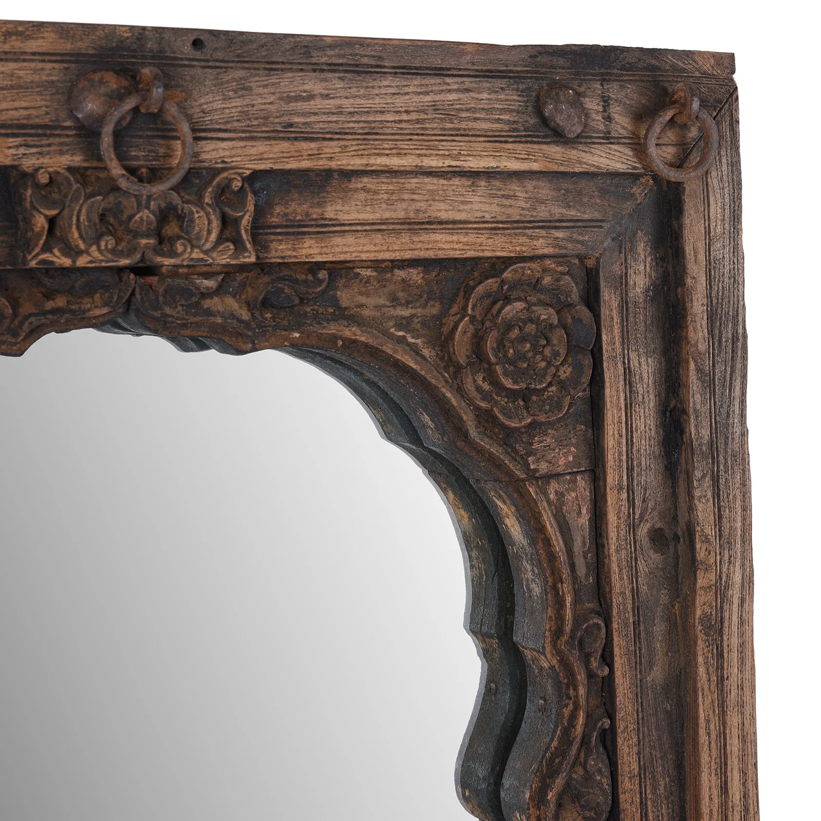 Indian Mirror Made From Teak Gujarati Window - 19th Century - Image 4