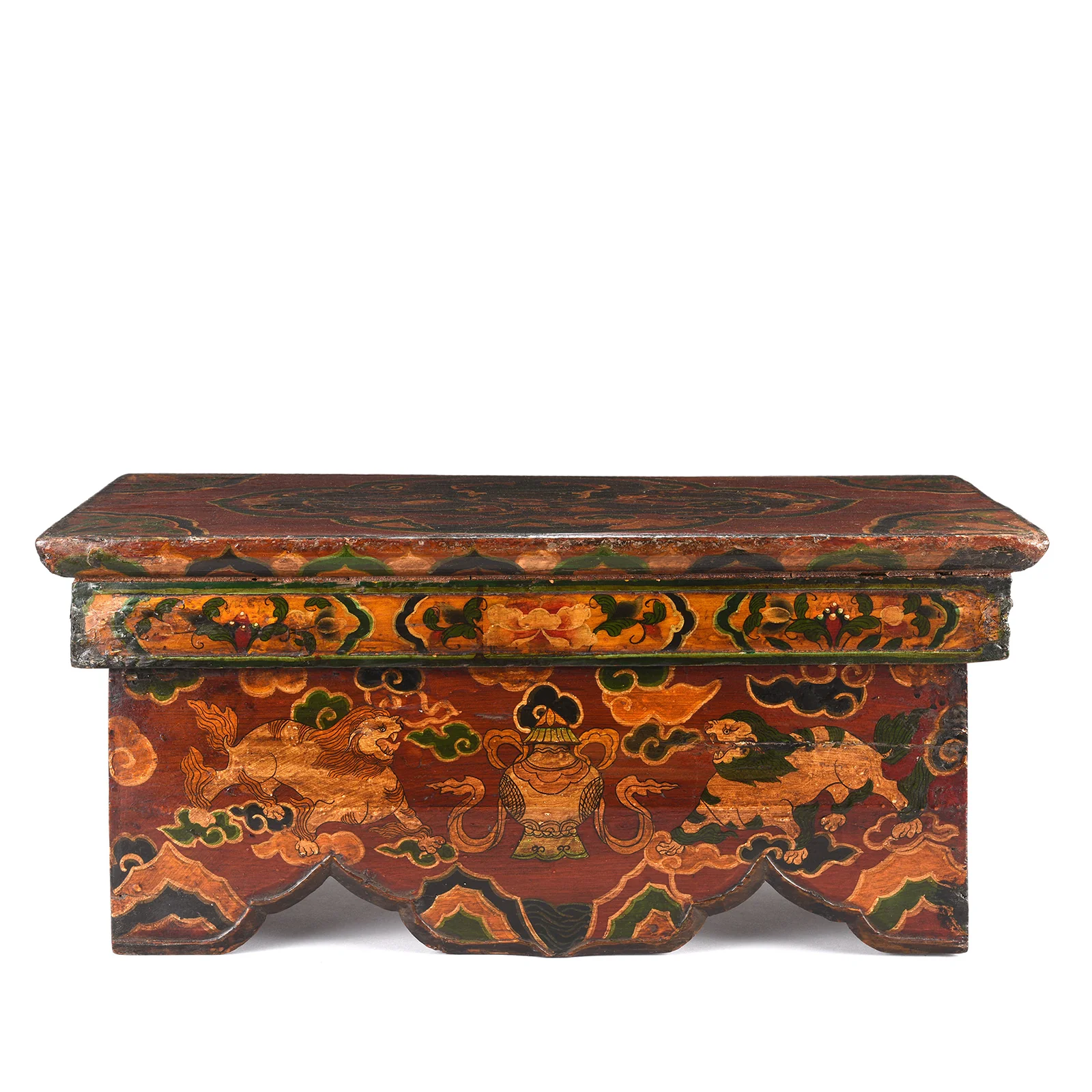 Old Tibetan Folding Choksar With Later Painting