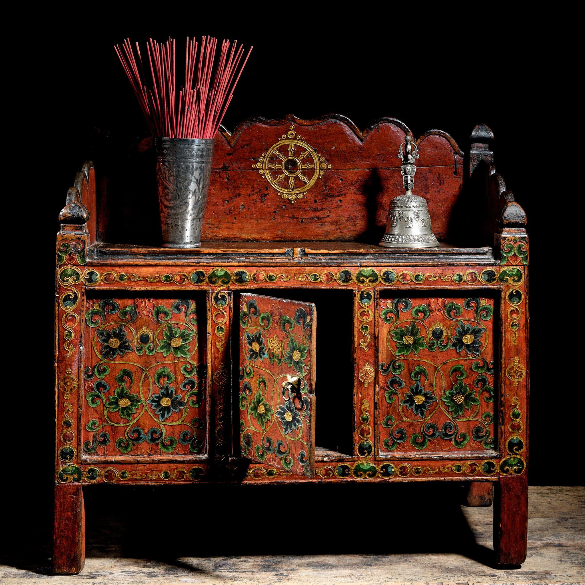 Painted Tibetan 'Pegam' Prayer Table - 18thC - Image 2
