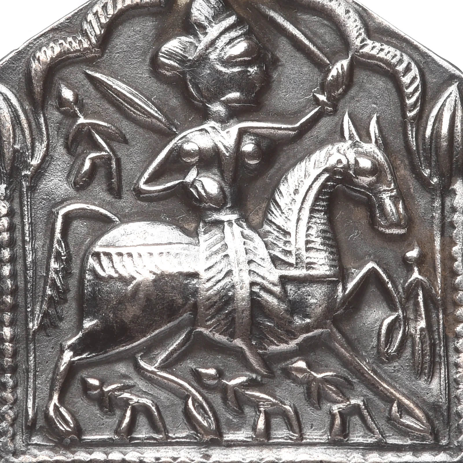 Old Tribal Silver Bhumiya Raj Amulet from Rajasthan - 19th Century - Image 2