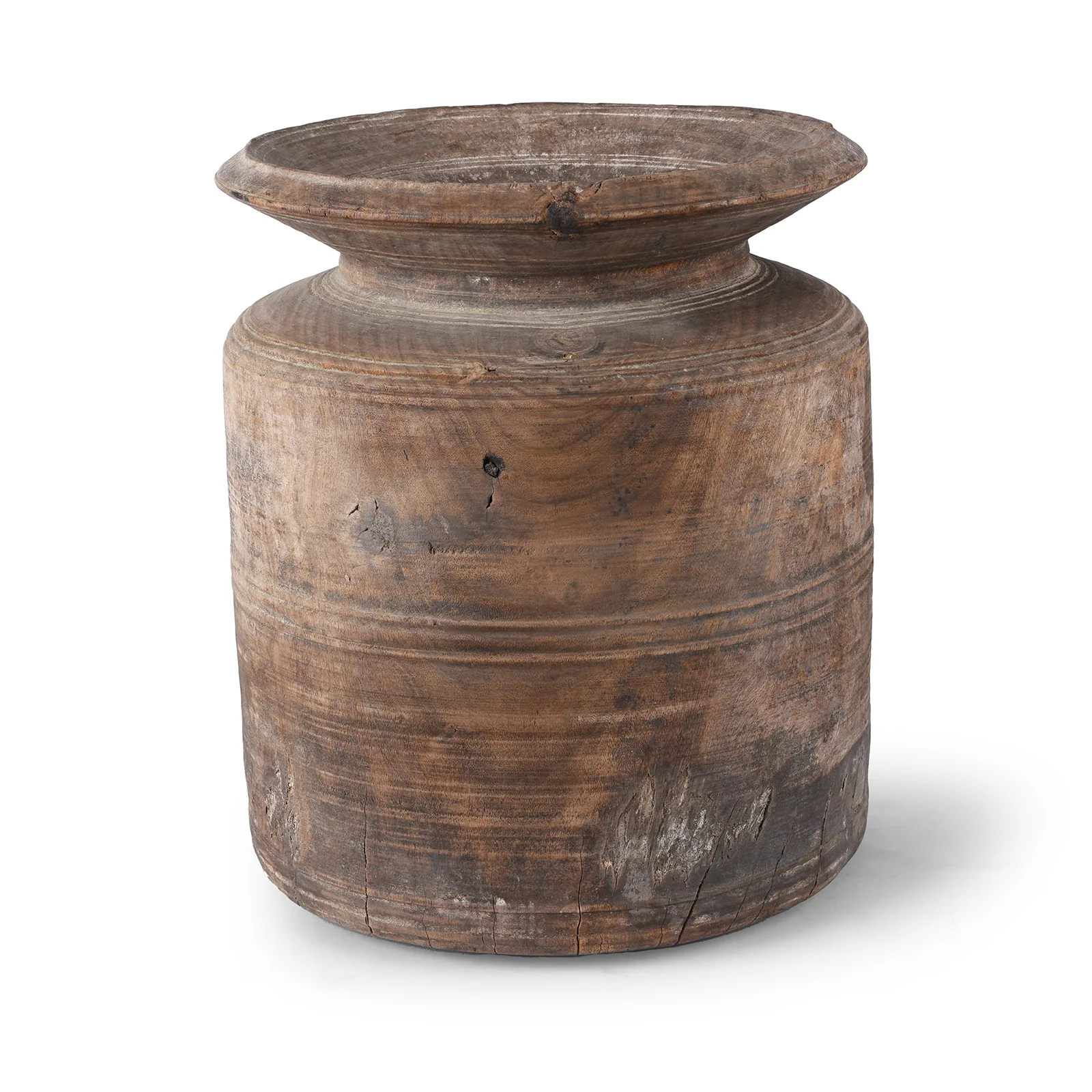 Old Wooden Milk Pot From Himachal Pradesh - Ca 1920