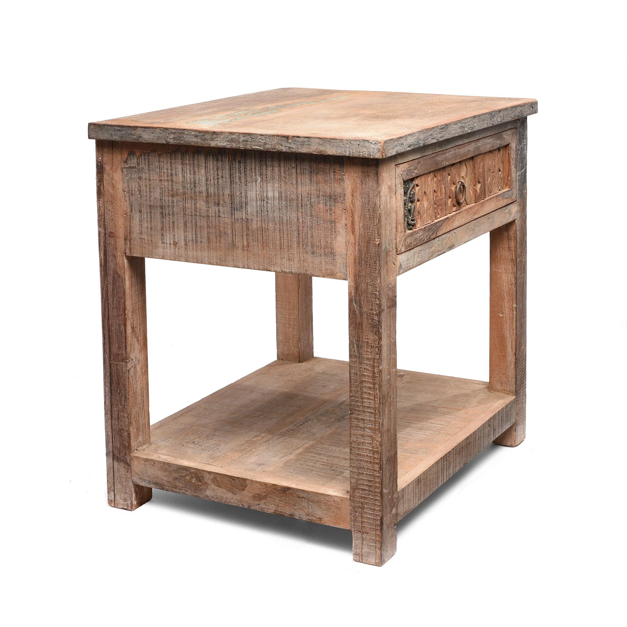 One Drawer Side Table Made From Reclaimed Wood - Image 4