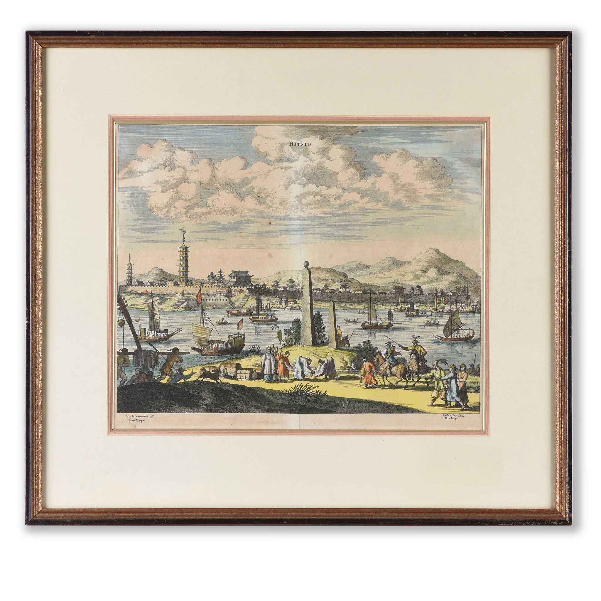Original Tinted Engraving of Hitsiu City - 17thC