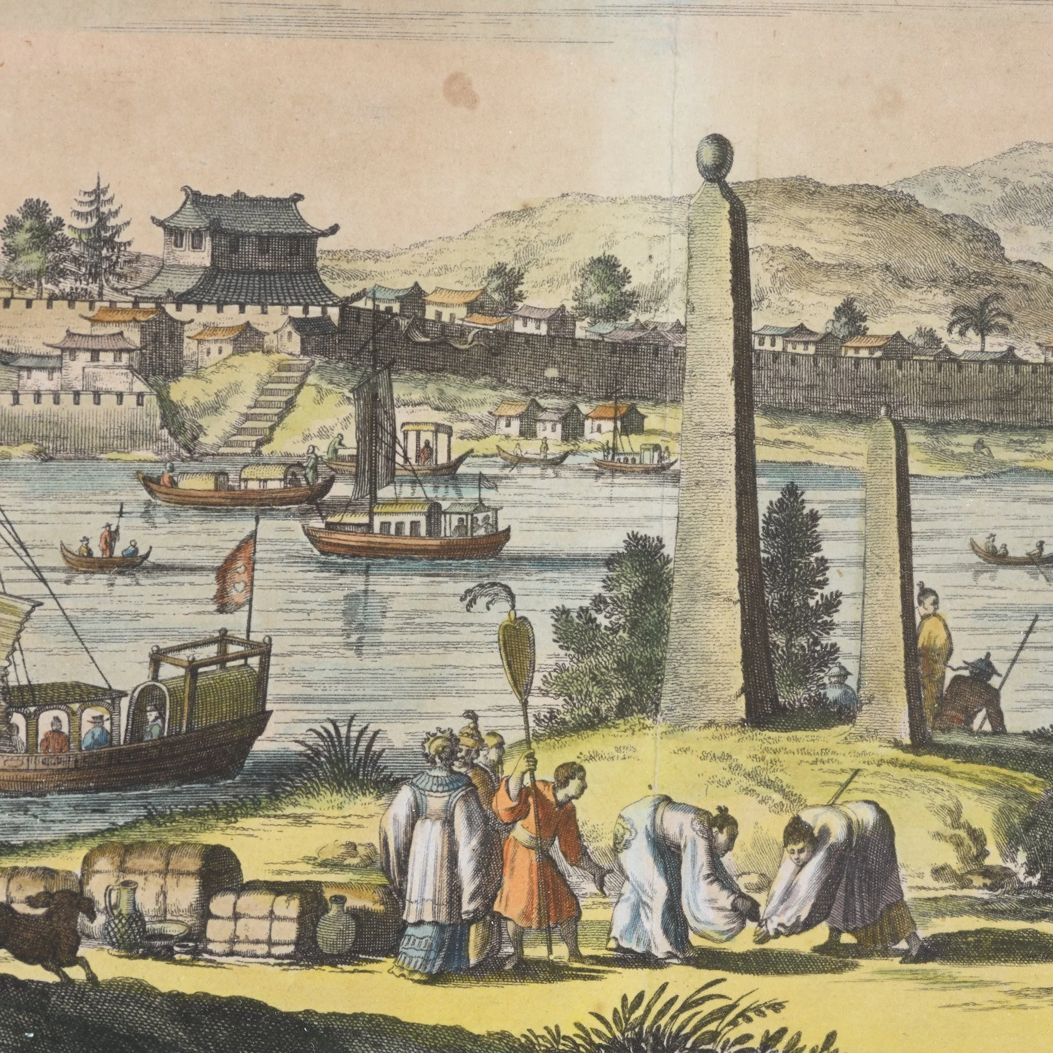 Original Tinted Engraving of Hitsiu City - 17thC - Image 2