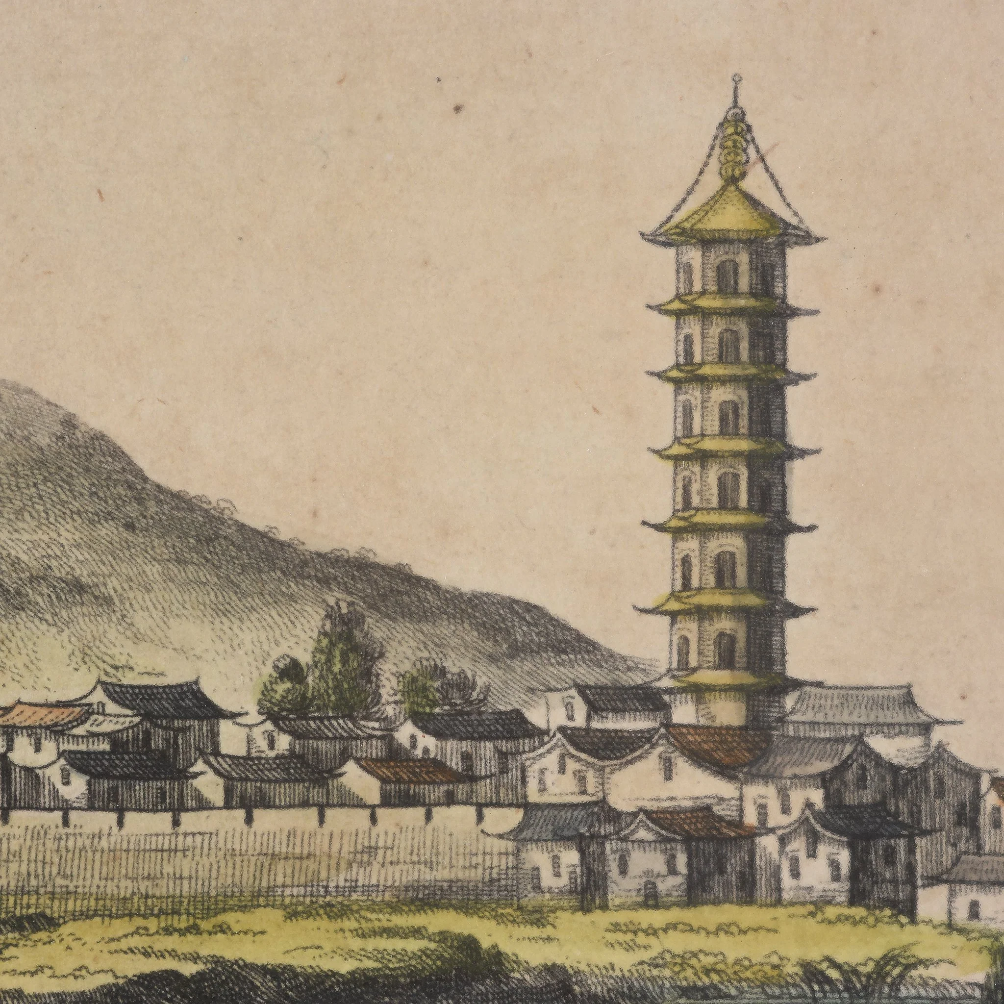 Original Tinted Engraving of Lankin City - 17thC - Image 5