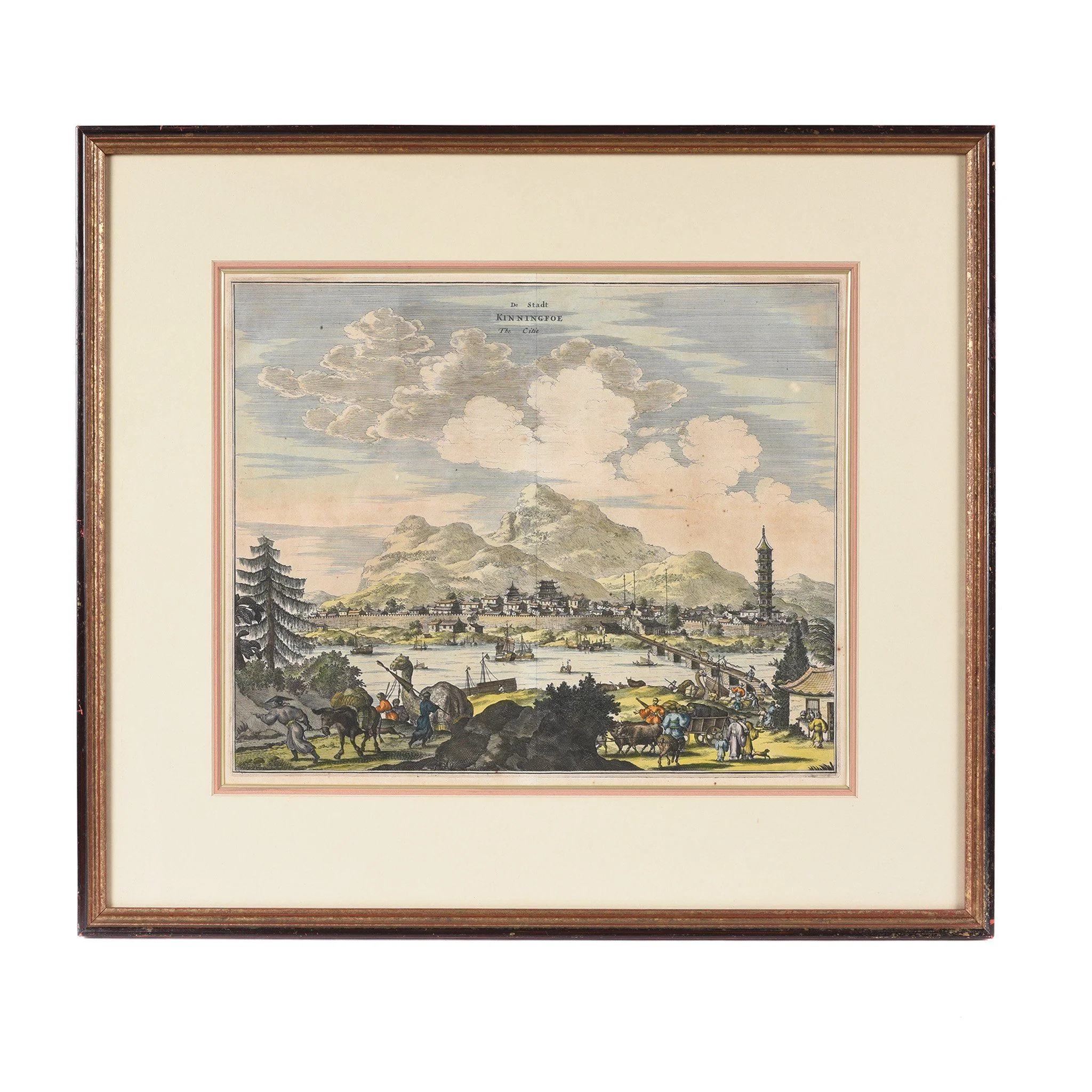Original Tinted Engraving of Zhuzhou - 17thC