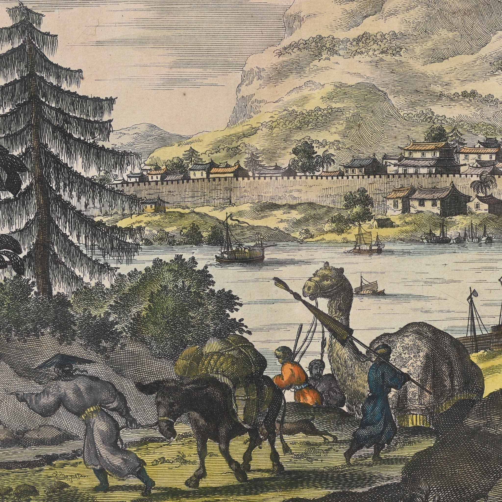 Original Tinted Engraving of Zhuzhou - 17thC - Image 4