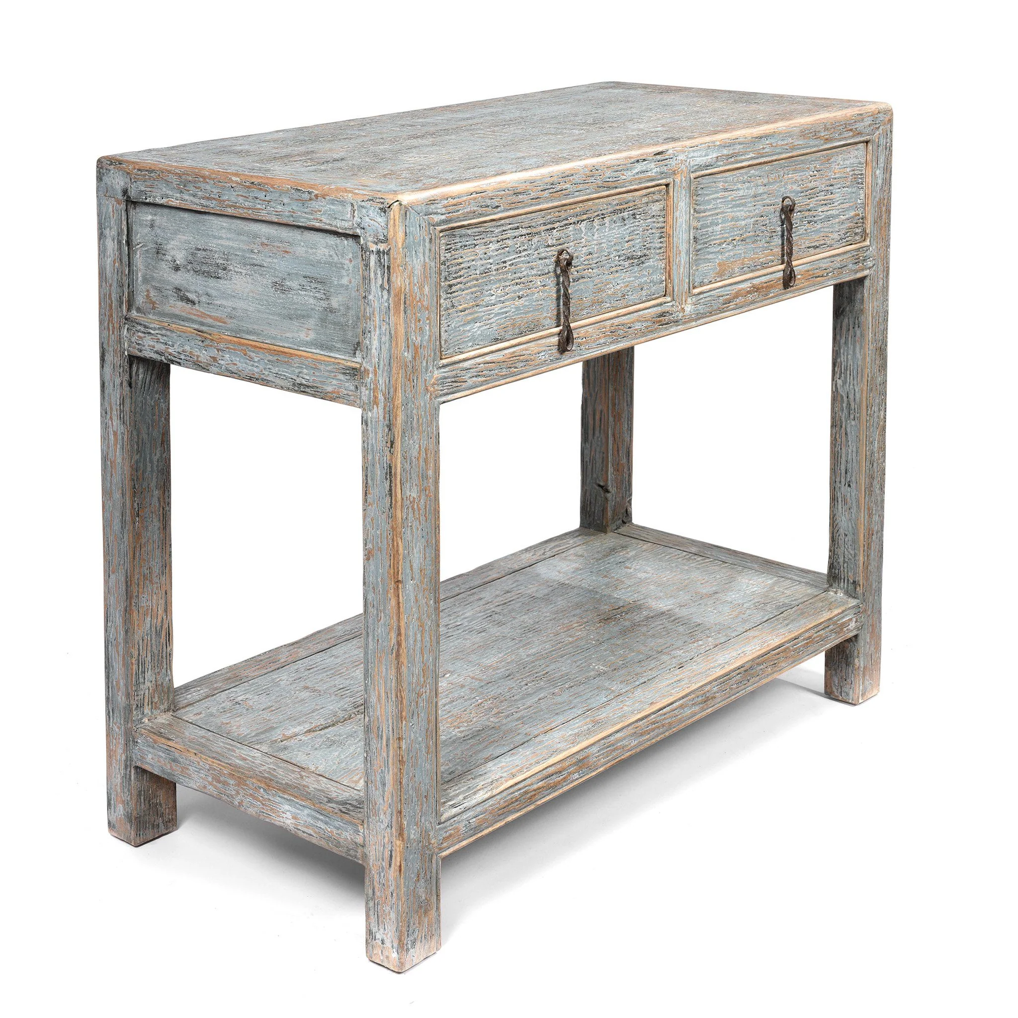 Painted 2 Drawer Console Made From Old Pine - Image 3