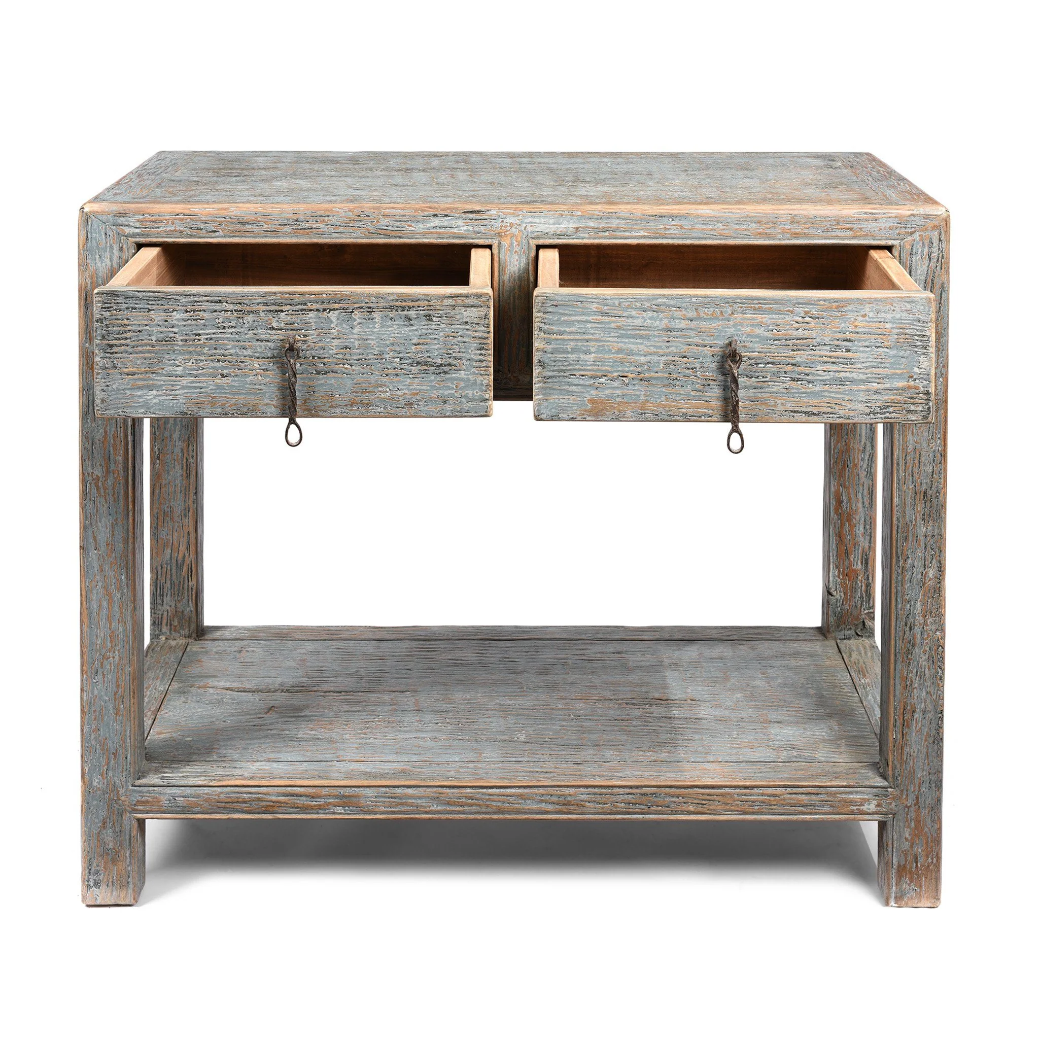 Painted 2 Drawer Console Made From Old Pine - Image 4