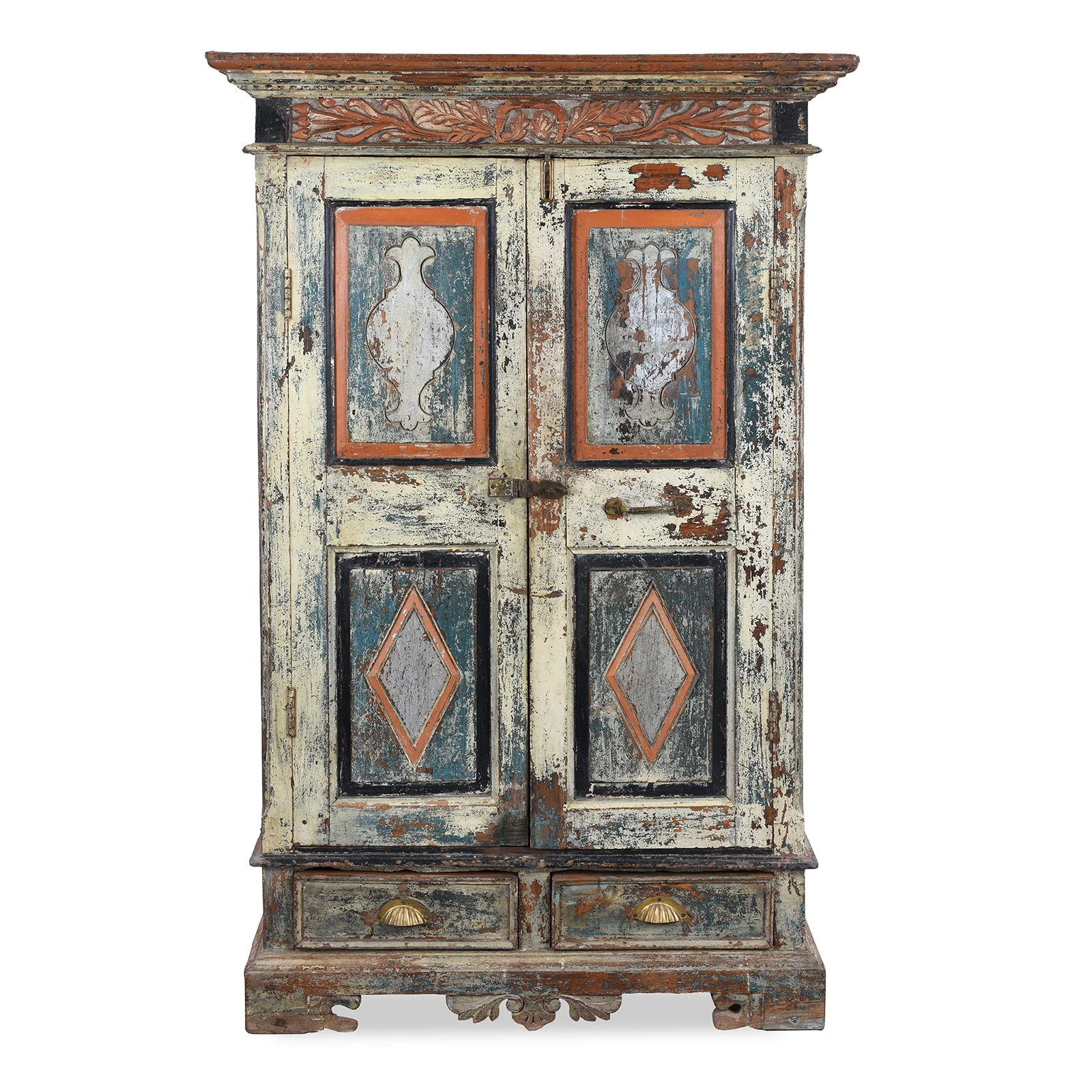 Painted Almirah Cabinet From Gujarat - 19th Century