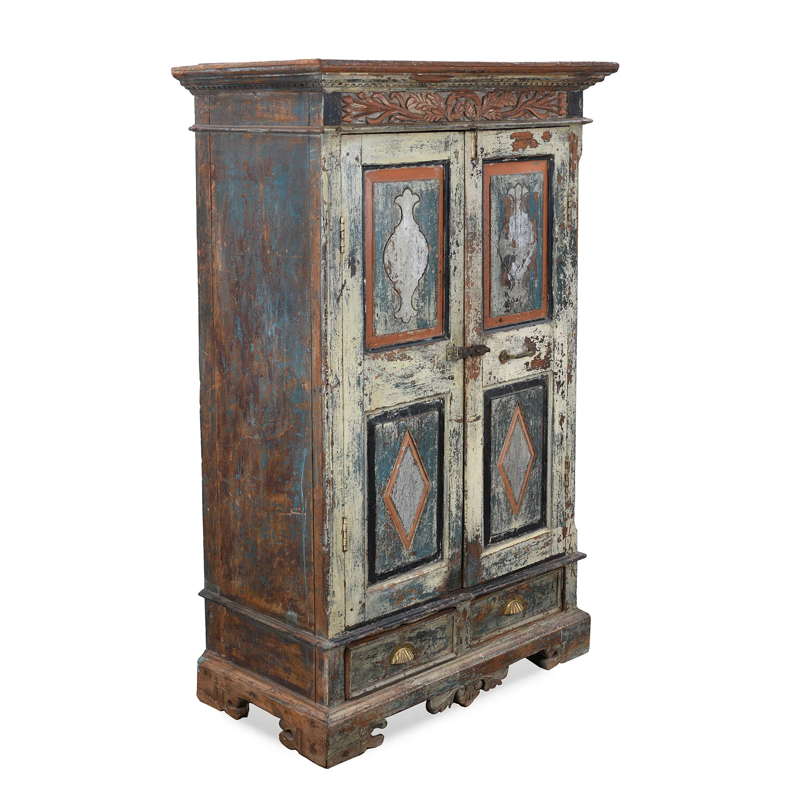 Painted Almirah Cabinet From Gujarat - 19th Century - Image 5