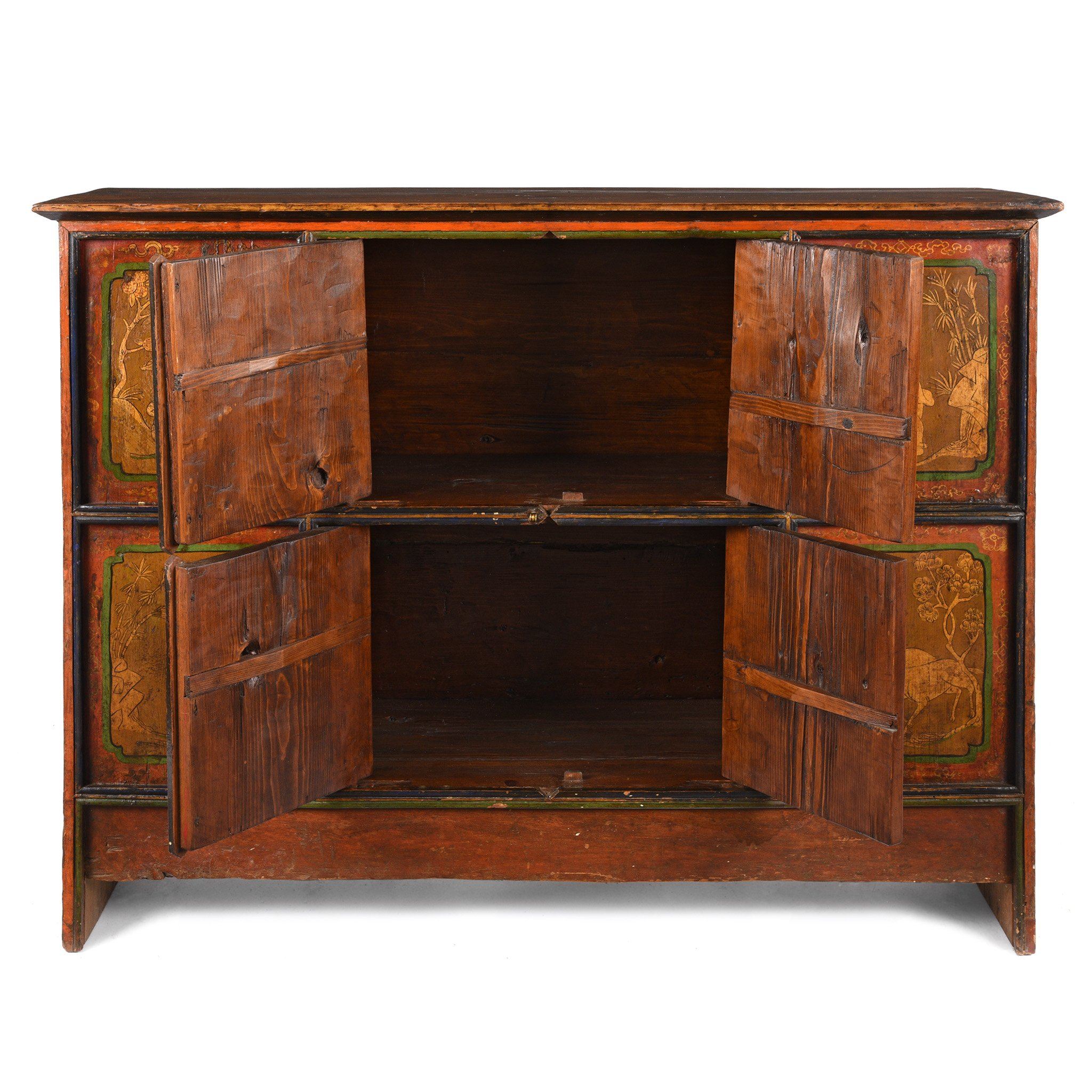 Painted Tibetan Cabinet From Shigatse - 19thC - Image 3