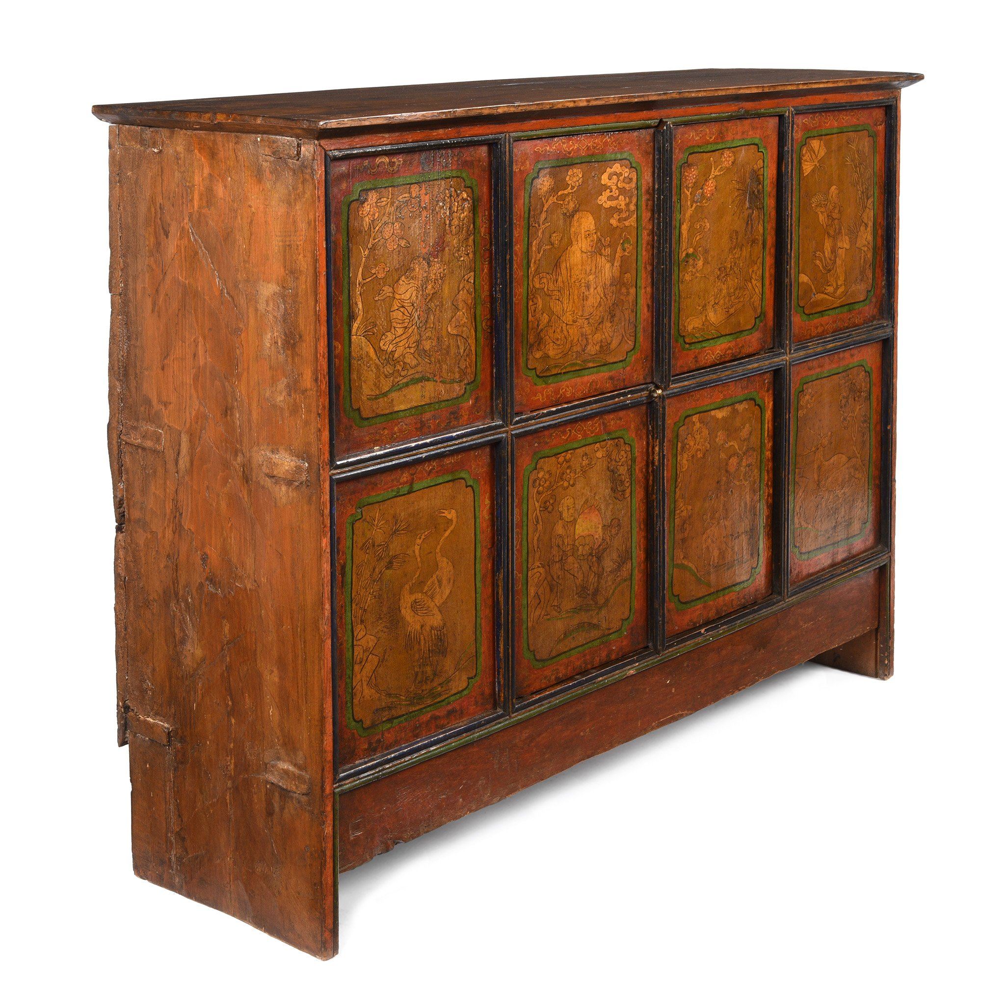 Painted Tibetan Cabinet From Shigatse - 19thC - Image 4