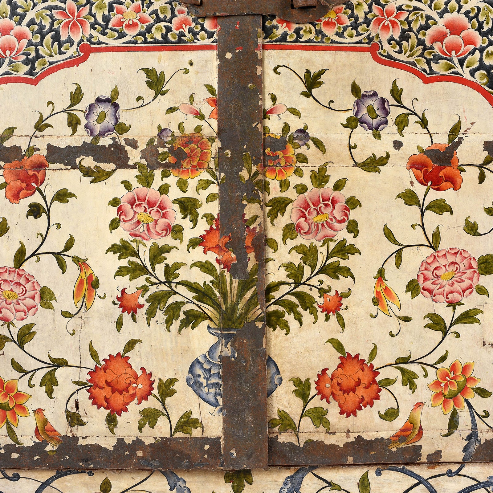 Chintz Painted Window Shutter From Bikaner - 18thC - Image 2