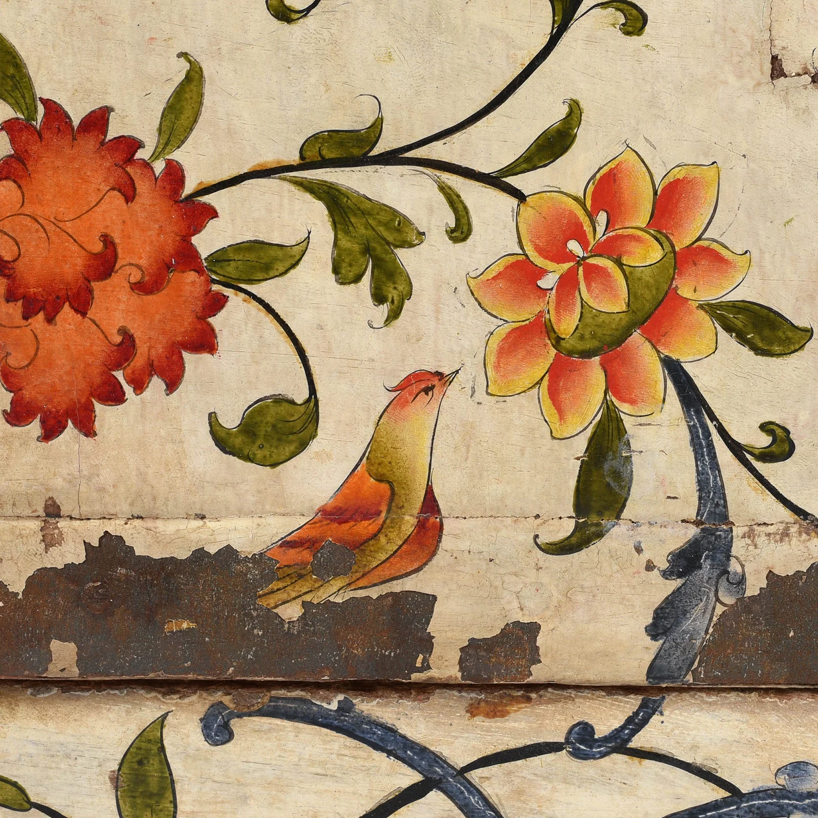 Chintz Painted Window Shutter From Bikaner - 18thC - Image 4
