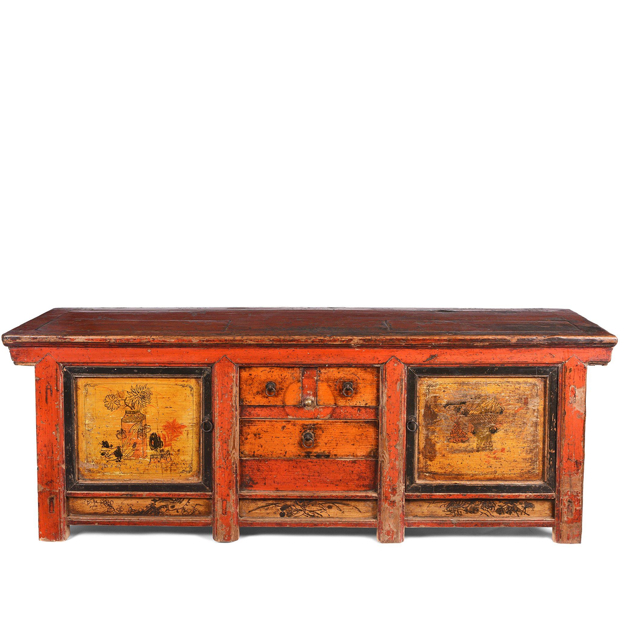 Painted Sideboard From Gansu Province - 19thC