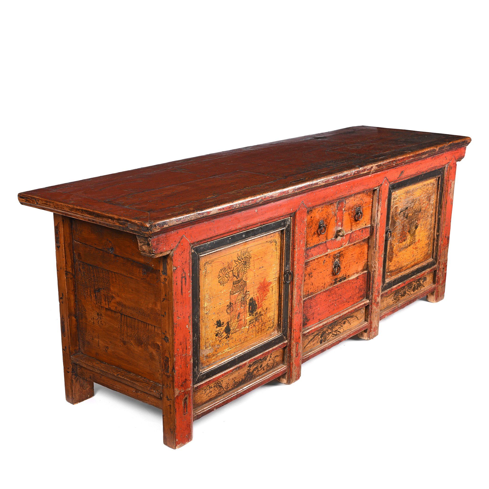 Painted Sideboard From Gansu Province - 19thC - Image 3