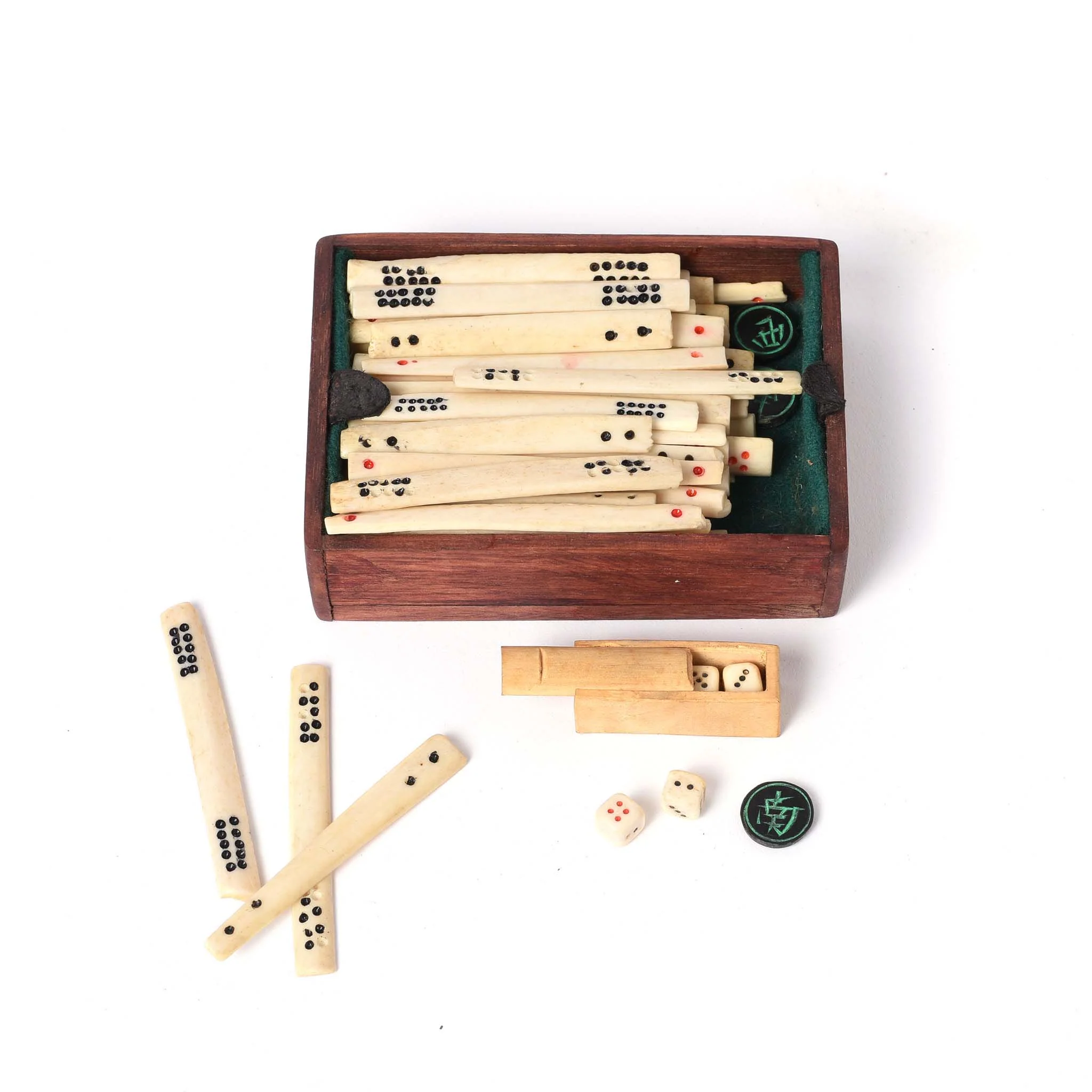 Painted Betel Nut Box With Mahjong Set From Kerala - 19thC - Image 7