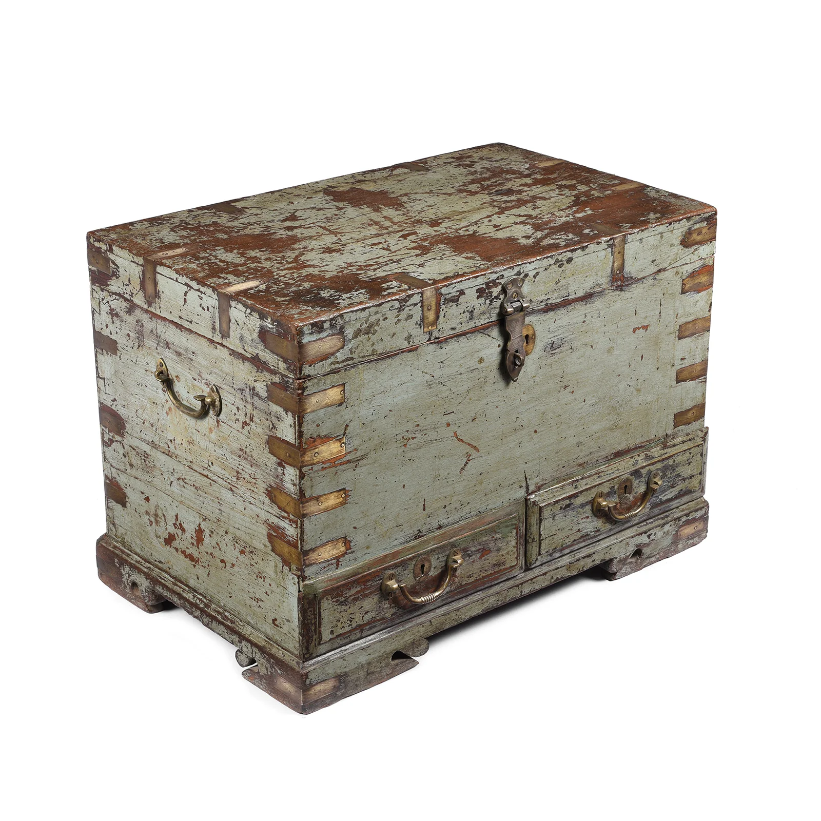 Blue Painted Military Chest From Rajasthan -19th Century - Image 2