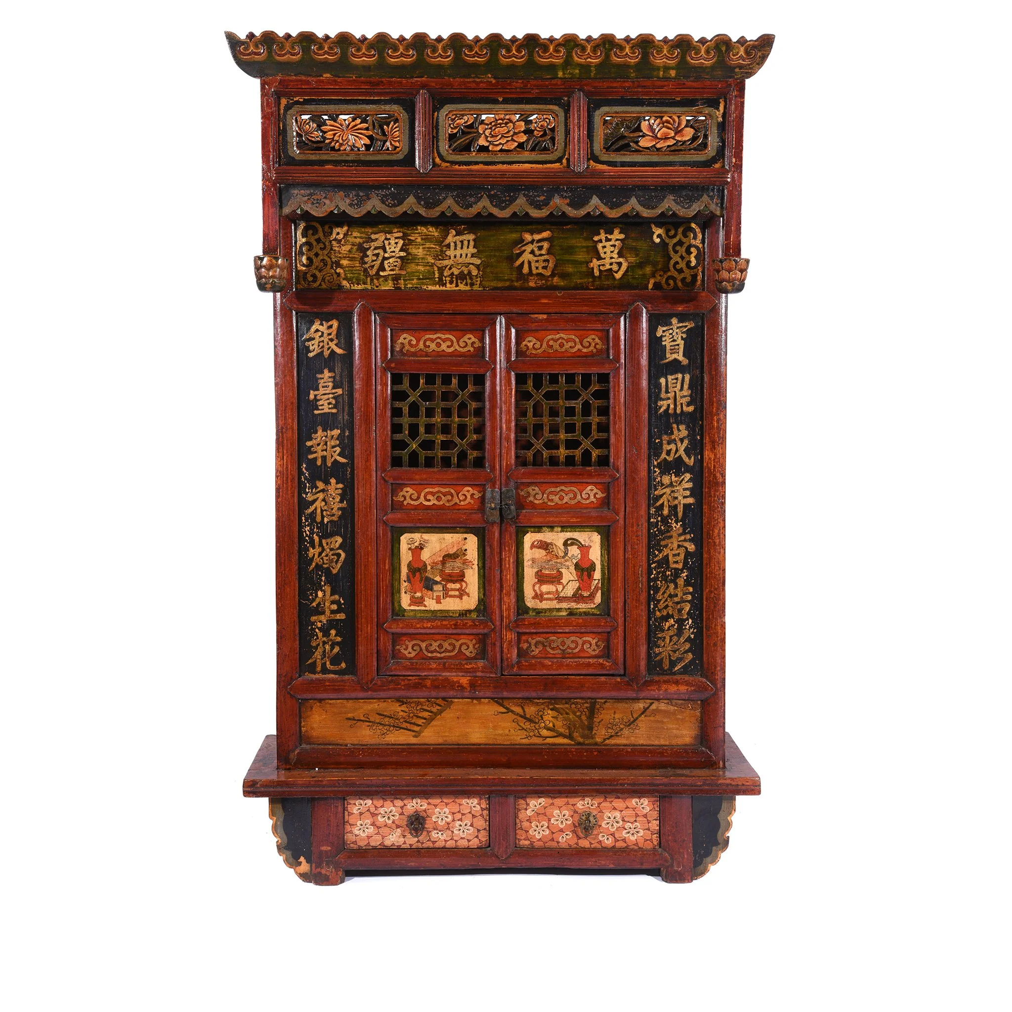 Painted Chinese Buddhist Temple Shrine - Early 20thC