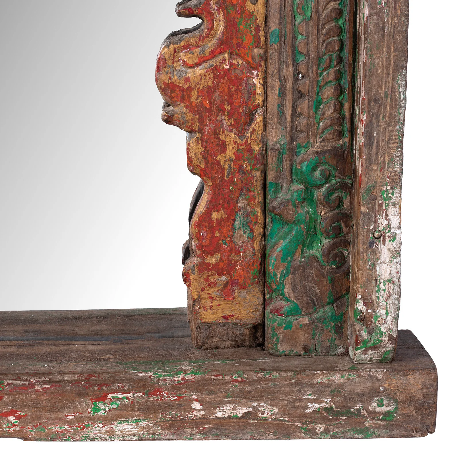 Painted Mirror Made From Window Niche From Banswara - 19th Century - Image 4