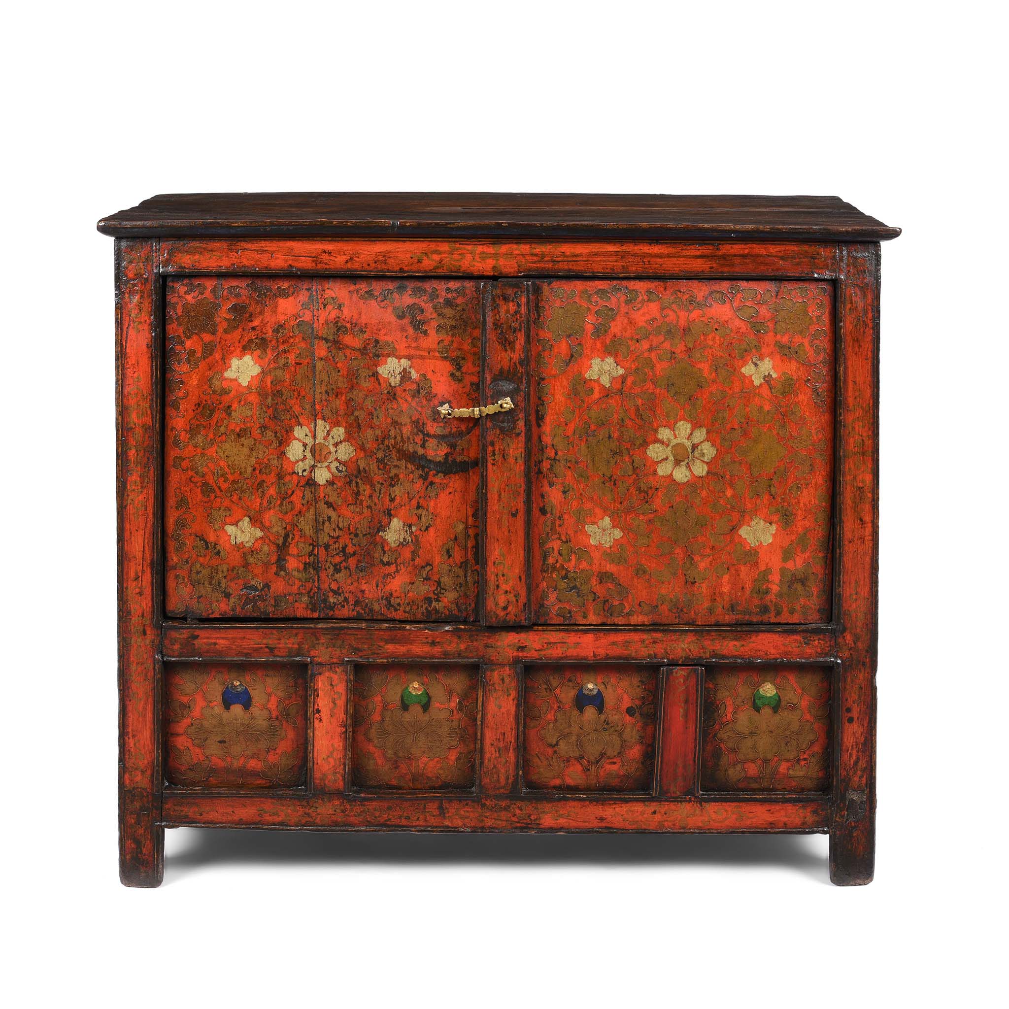 Painted Altar Cabinet from Tibet - 19thC