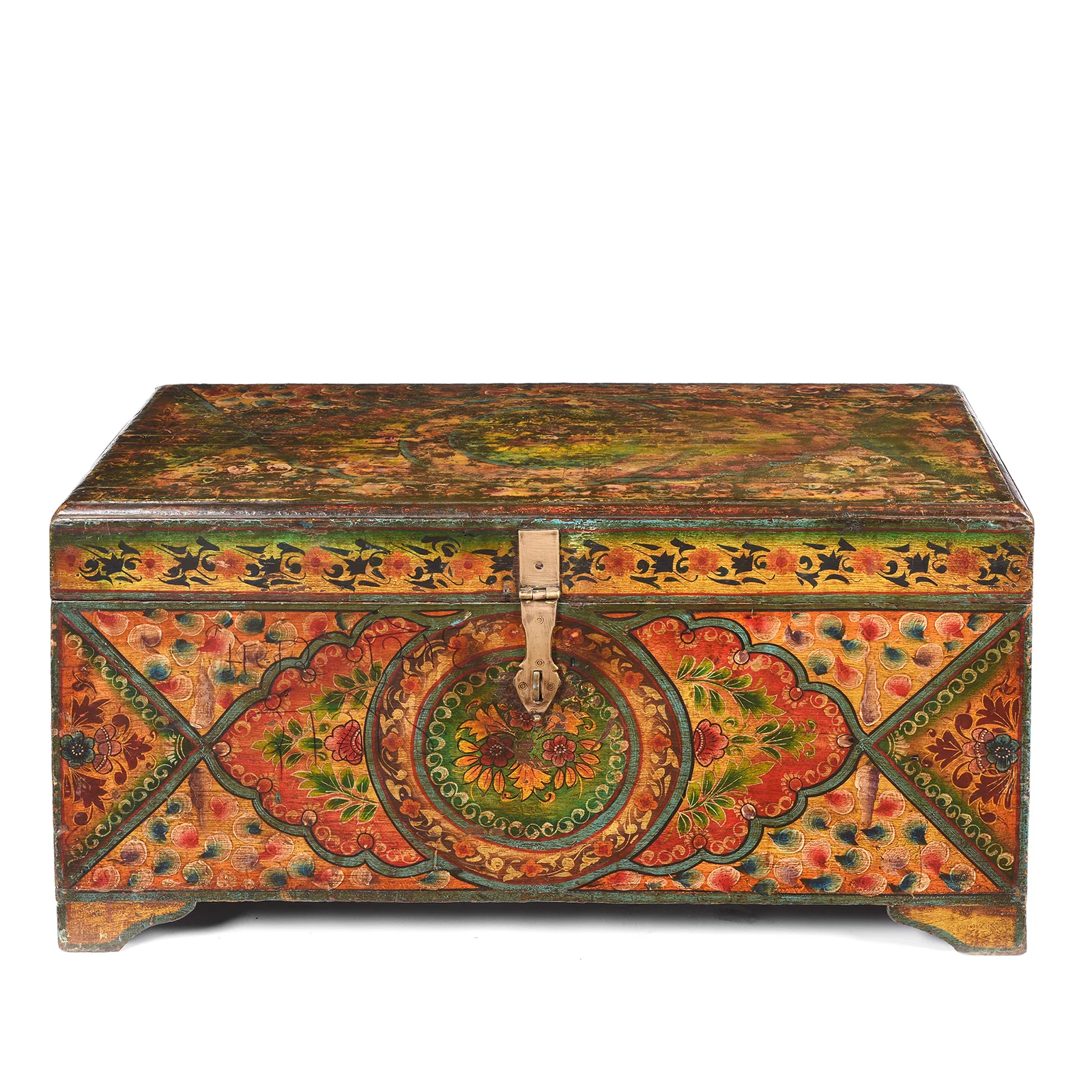 Old Indian Chest with Later Paint - 19thC