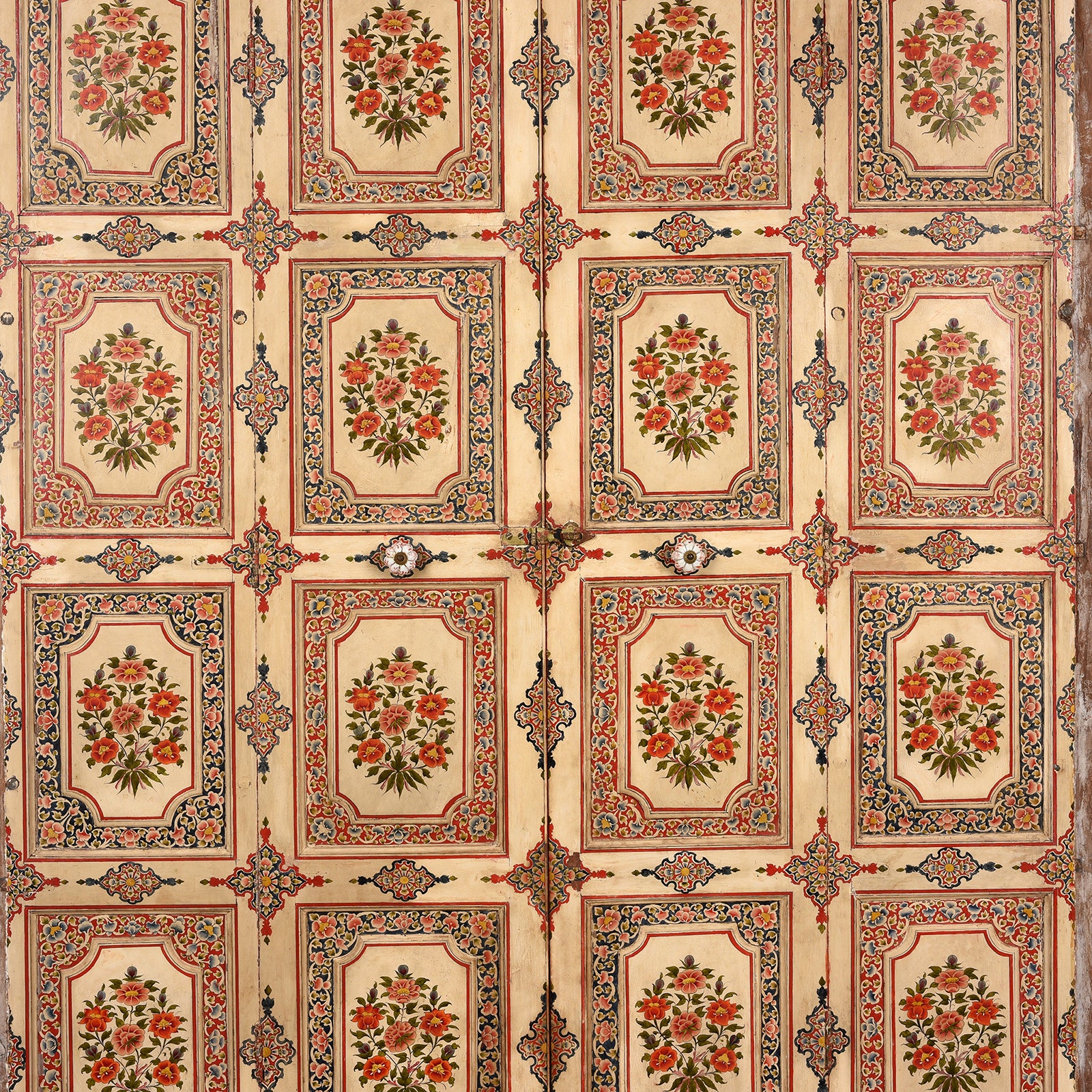 Painted Chintz Door Panel From Bikaner - Late 19th Century - Image 3