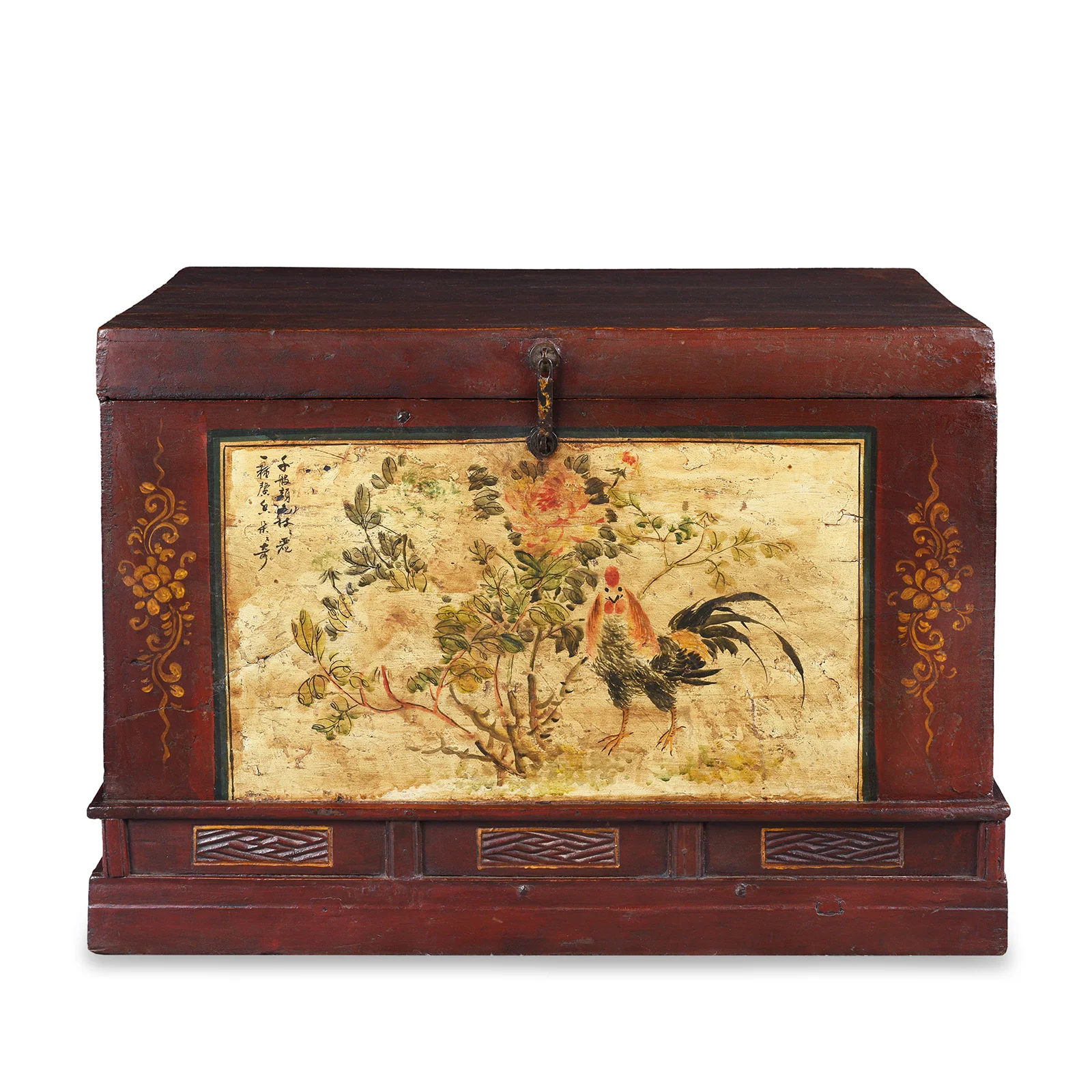 Red Painted Opera Chest From Shanxi - Ca 1900