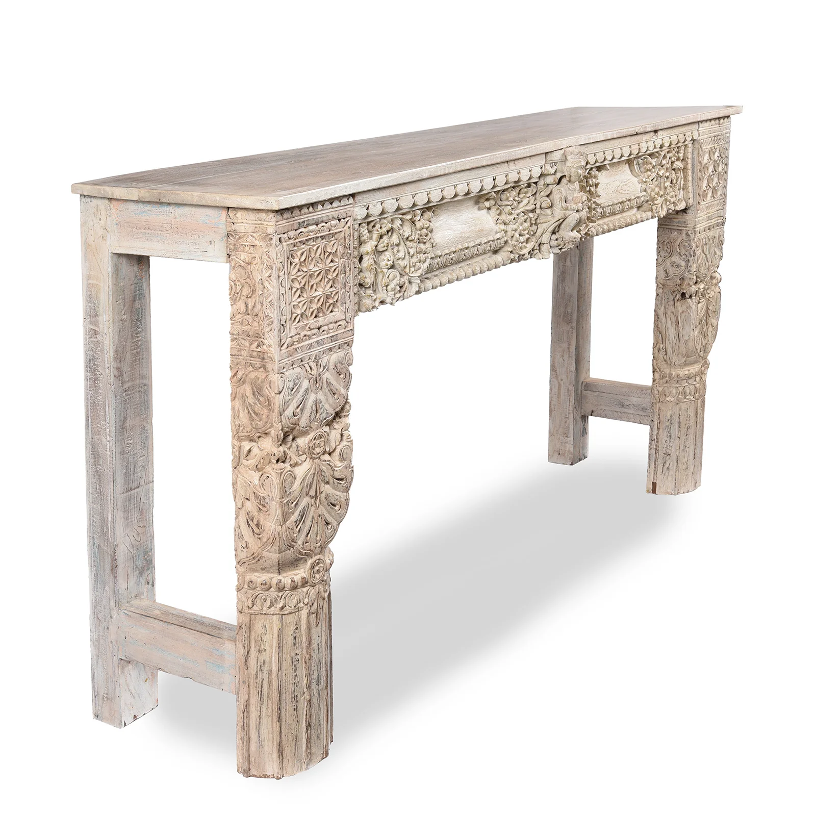 White Painted Console Table Made From Reclaimed Teak - Image 3