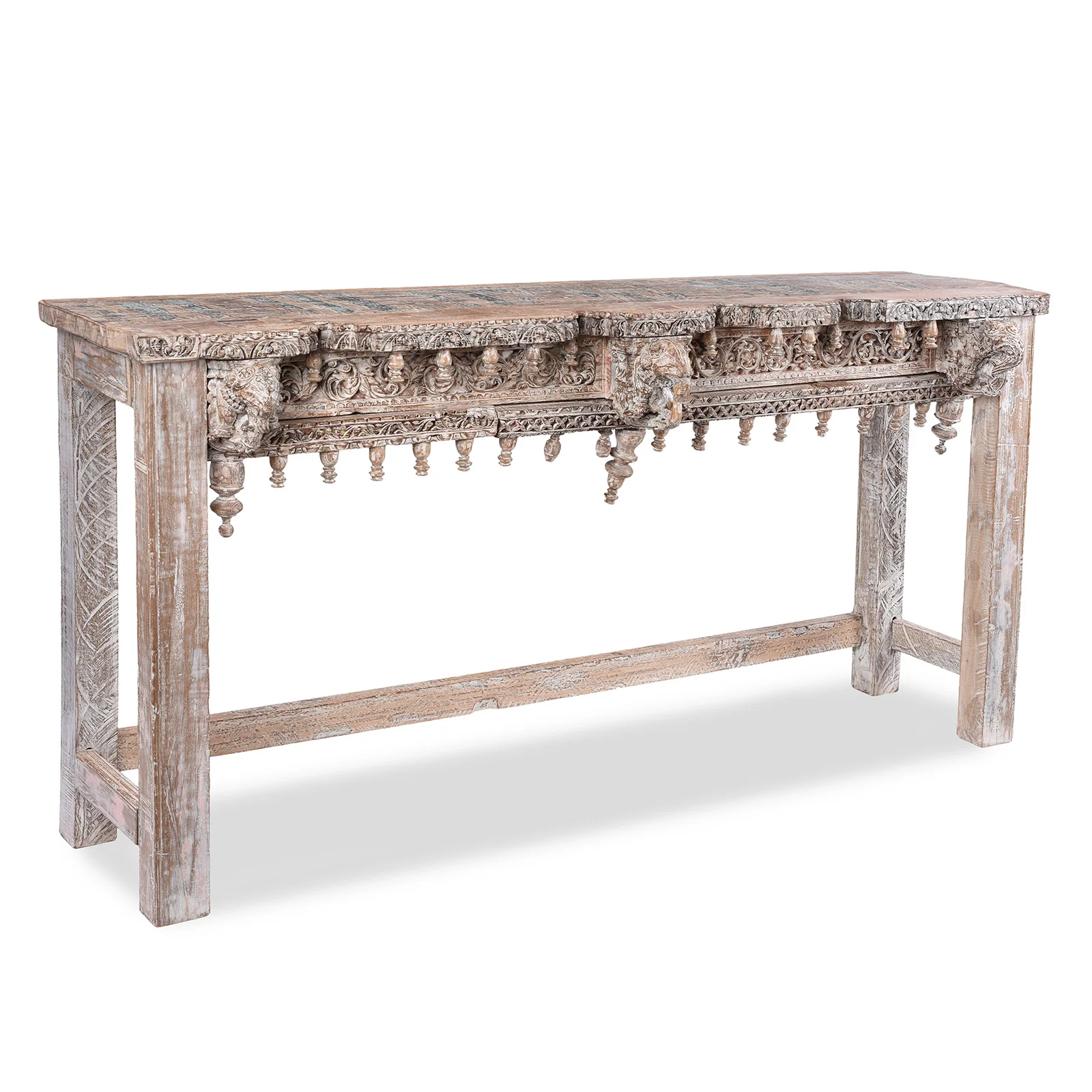 Painted Console Table Made From Reclaimed Teak - Image 5