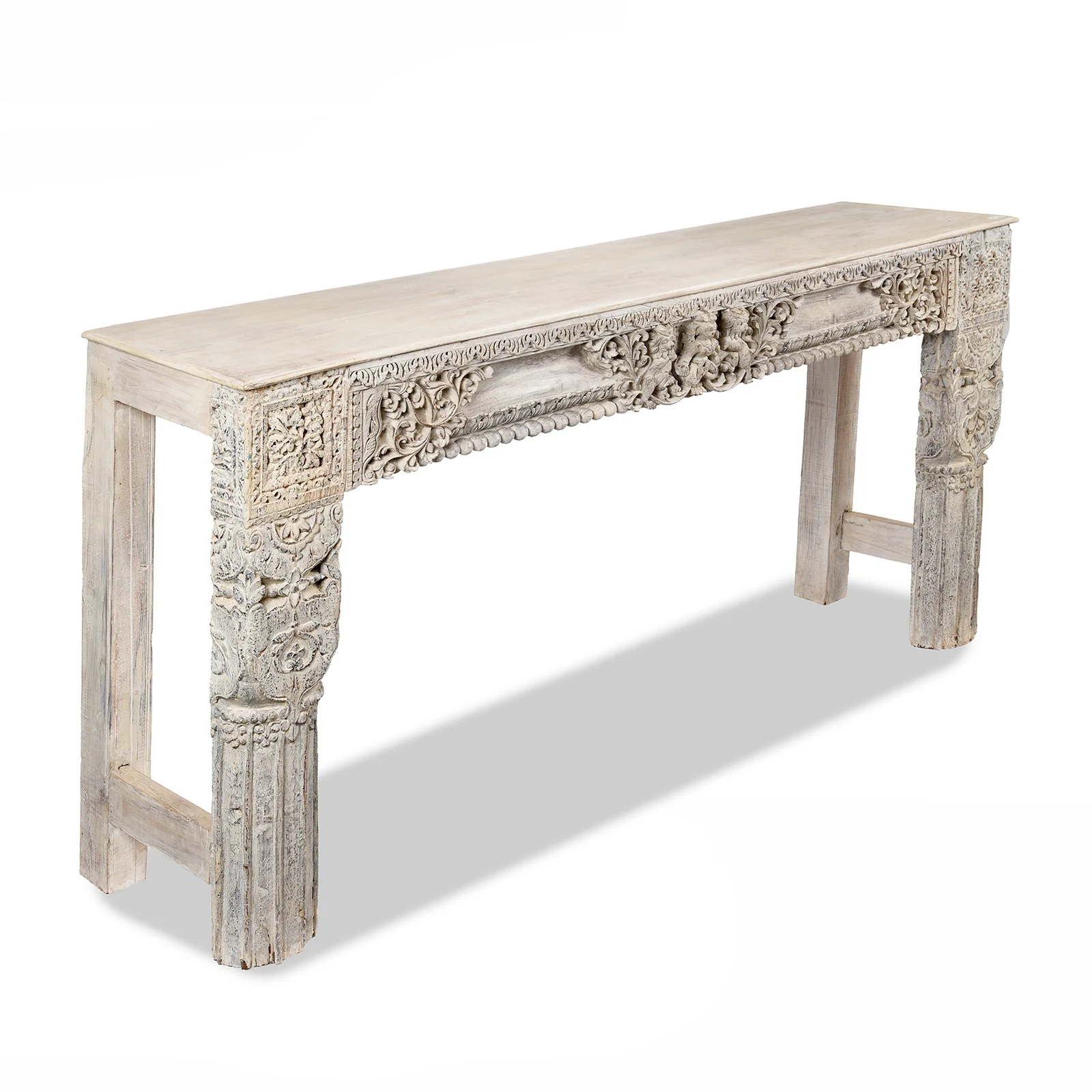 White Painted Console Table Made From Reclaimed Teak - Image 4