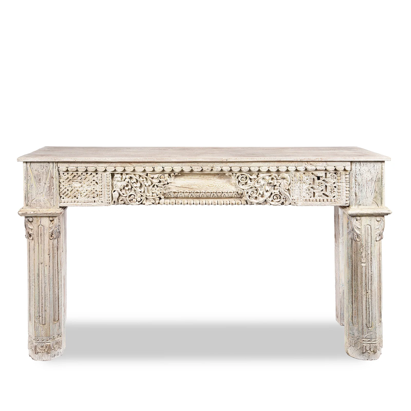 White Console Table Made From Reclaimed Teak - Image 2