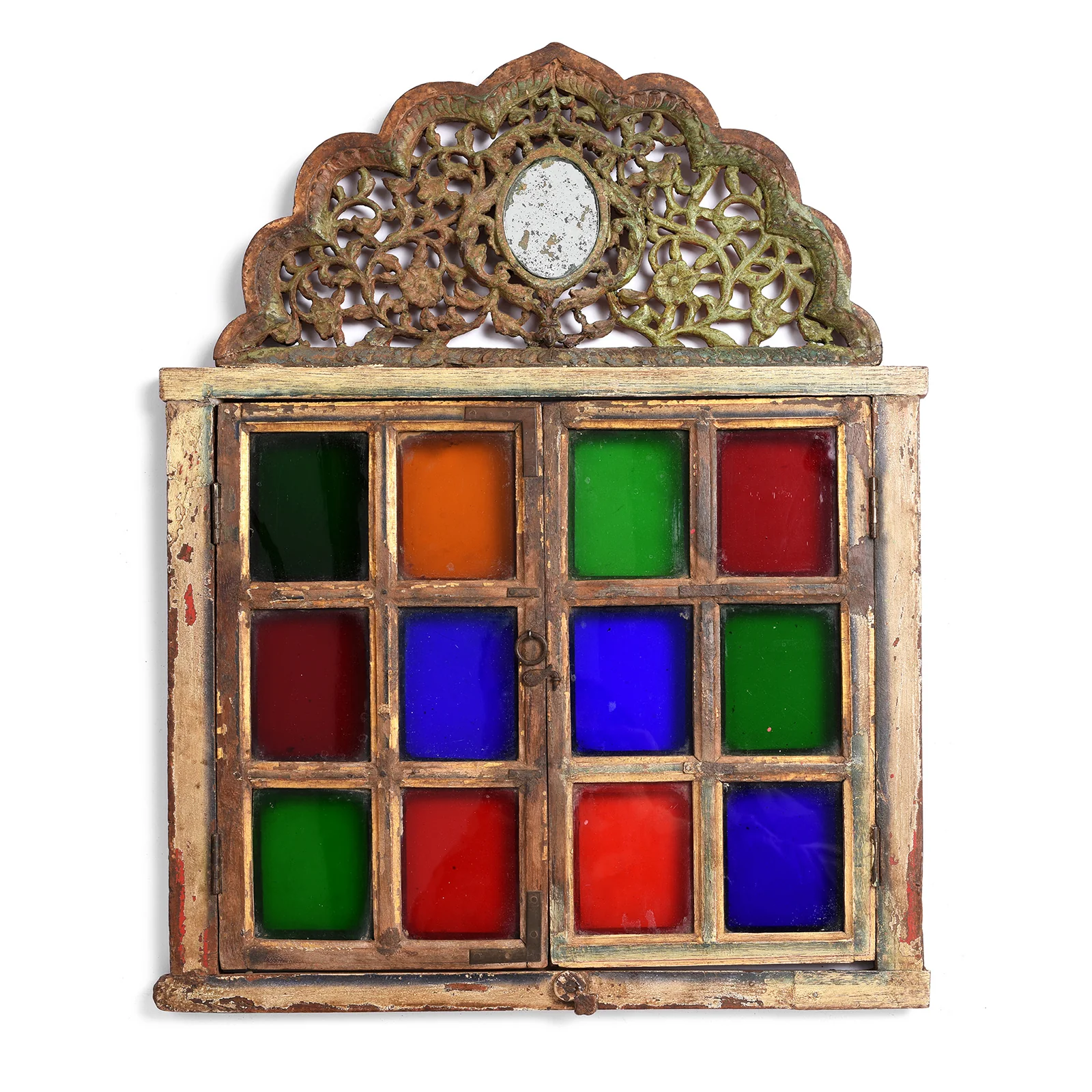 Painted Family Temple Window From Rajasthan - 19th Century