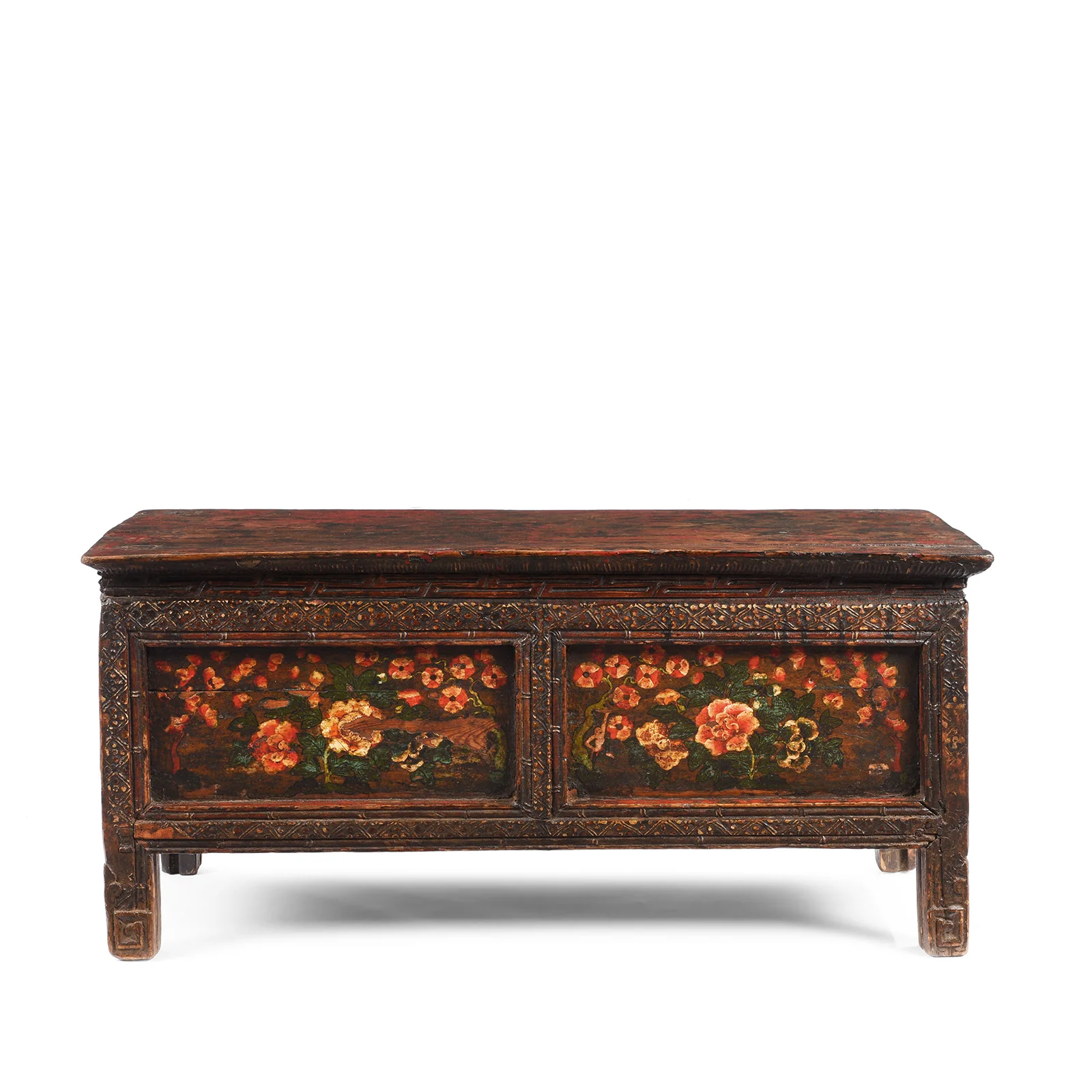 Painted Floral Choksar Prayer Table from Tibet - 19th Century