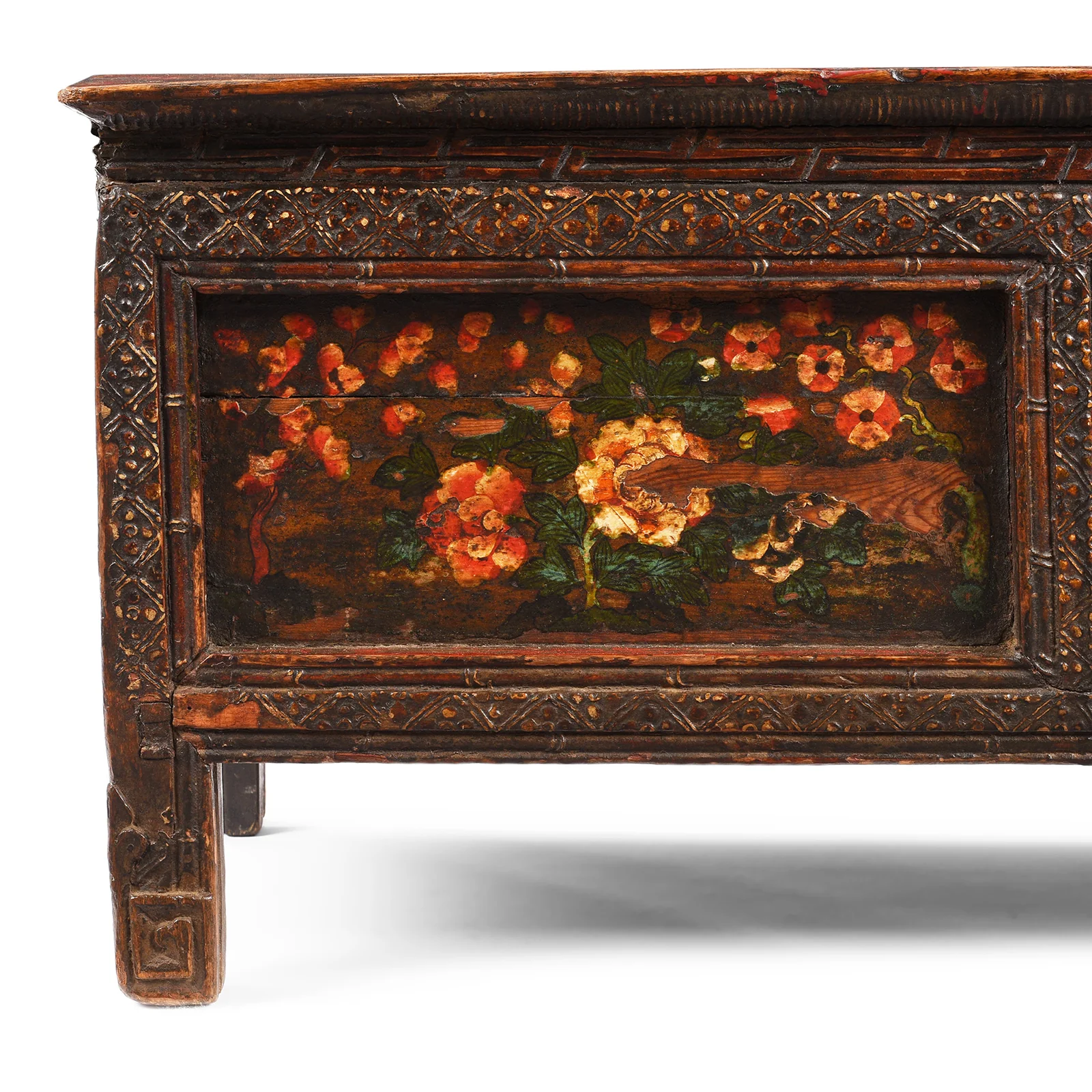 Painted Floral Choksar Prayer Table from Tibet - 19th Century - Image 3